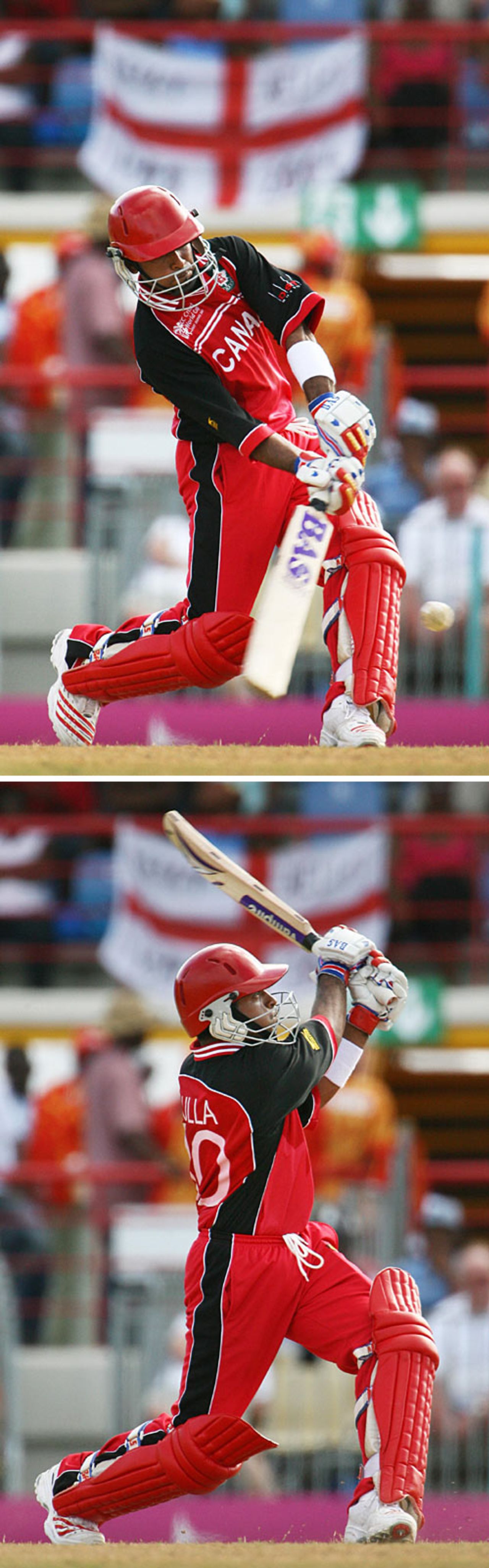 Ashif Mulla lines up a slog...before letting loose, Canada v England, Group C, St Lucia, March 18, 2007