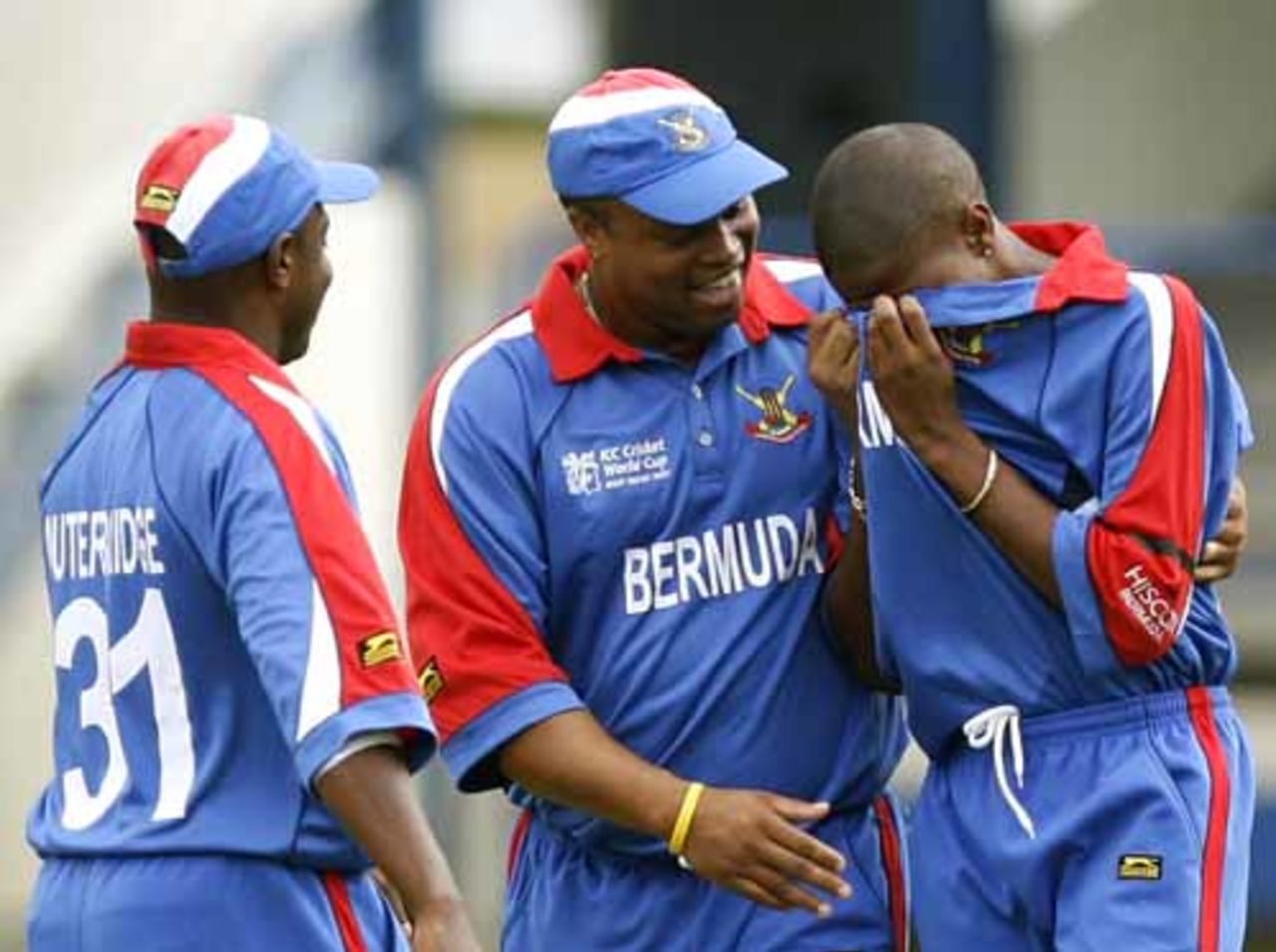 Malachi Jones gets emotional after taking a first-ball wicket of Robin Uthappa, Bermuda v India, Group B, Trinidad, March 19, 2007