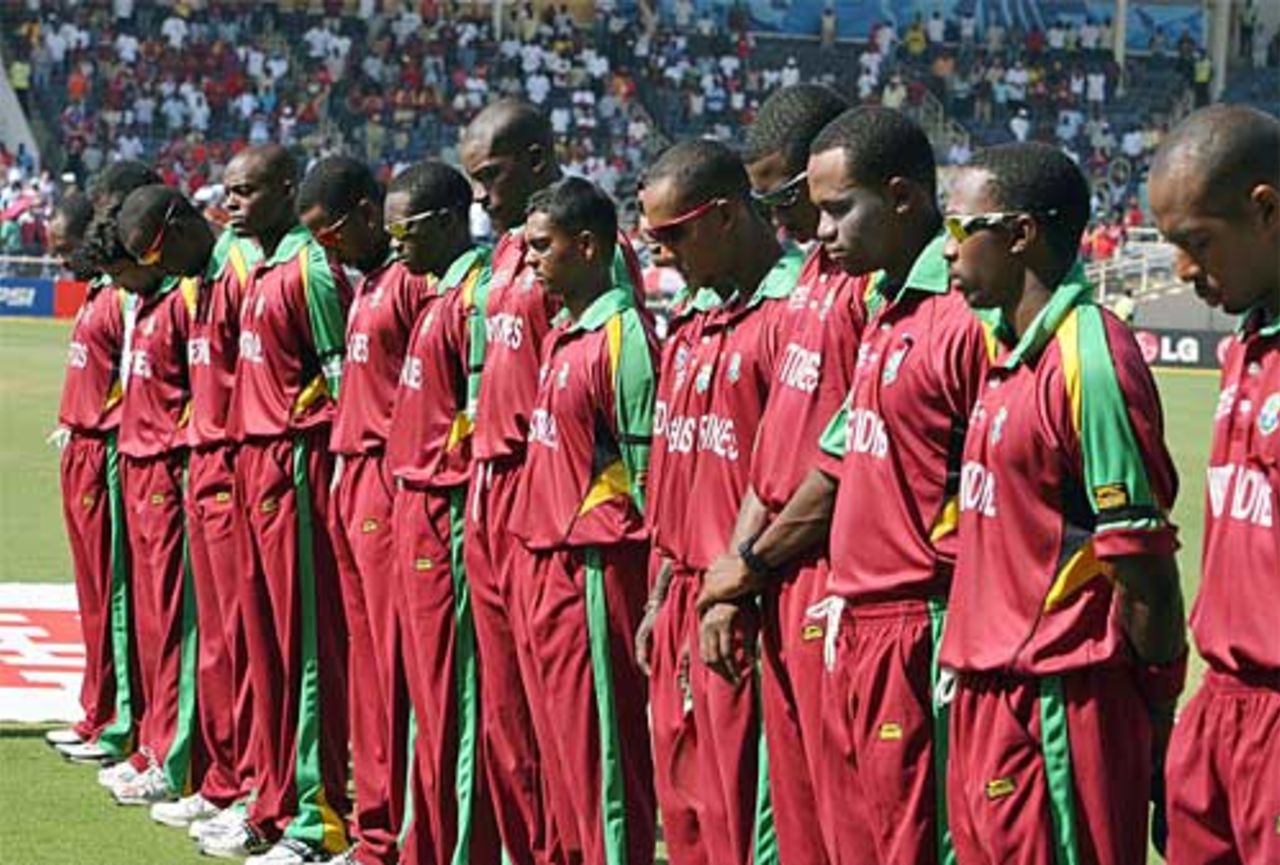 West Indies observe a minute's silence in memory of Bob Woolmer, West Indies v Zimbabwe, Group D , Jamaica, March 19, 2007