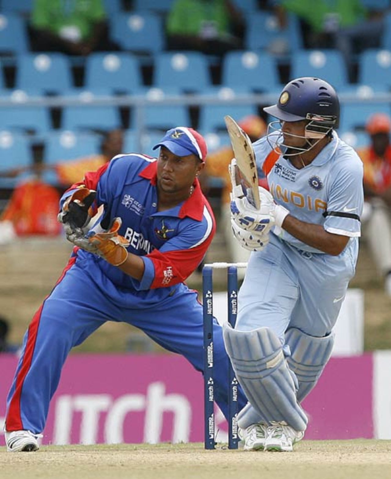 Sourav Ganguly flicks one off his pads, Bermuda v India, Group B, Trinidad, March 19, 2007