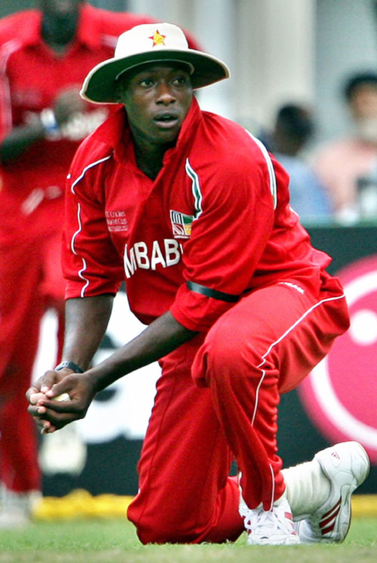 Vusi Sibanda clutches the ball after catching Shivnarine Chanderpaul, West Indies v Zimbabwe, Group D , Jamaica, March 19, 2007