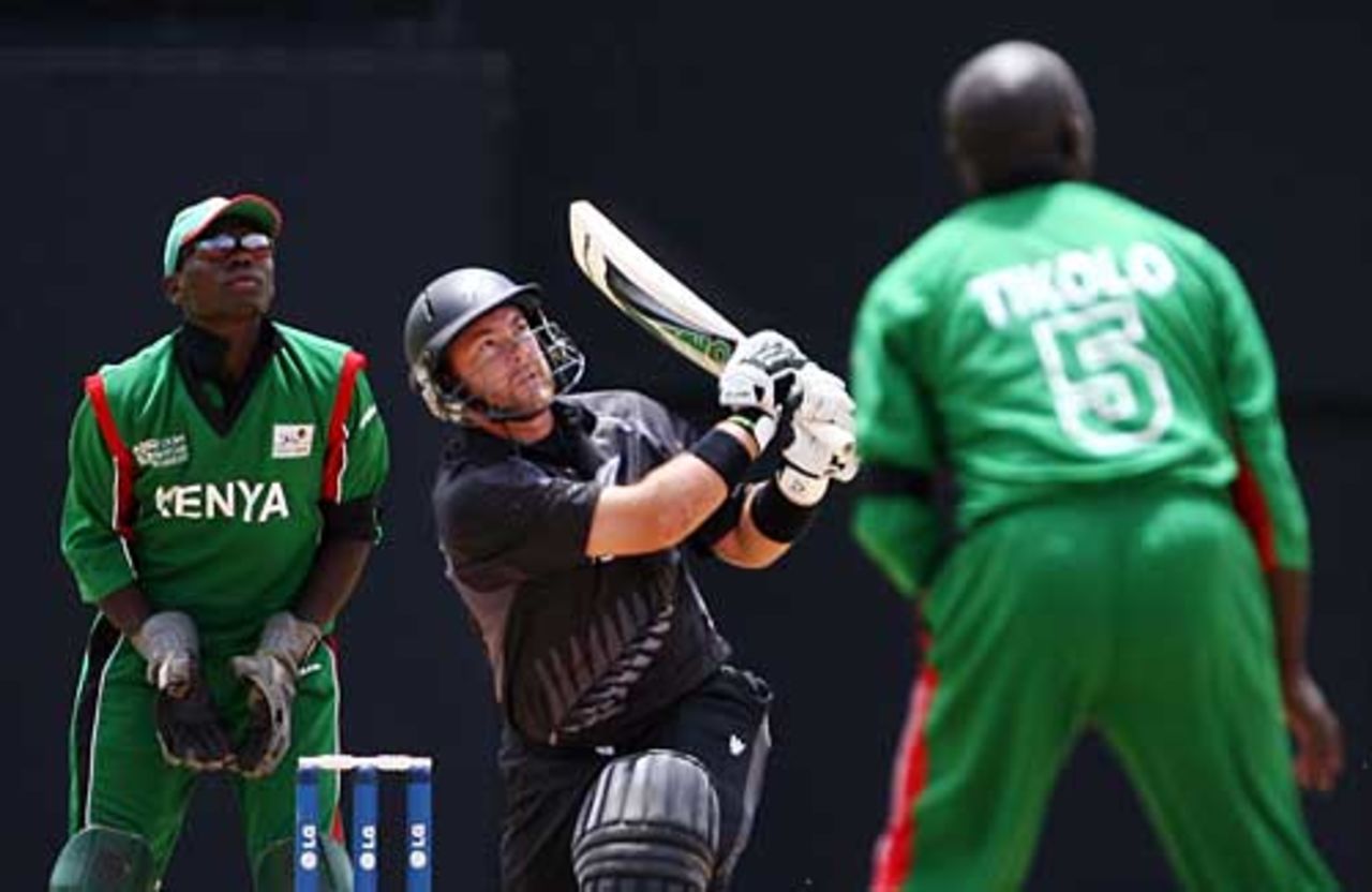 Craig McMillan watches one of his sixes go a long way, Kenya v New Zealand, Group C, St Lucia, March 20, 2007