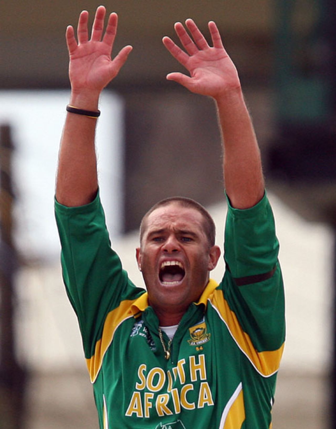 Andrew Hall appeals long and hard, Scotland v South Africa, Group A, St Kitts, March 20, 2007
