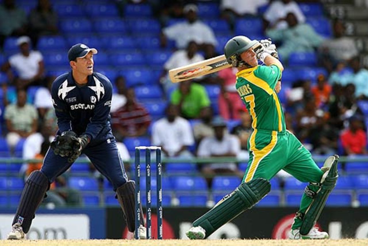 AB de Villiers sends one over the midwicket fence, Scotland v South Africa, Group A, St Kitts, March 20, 2007
