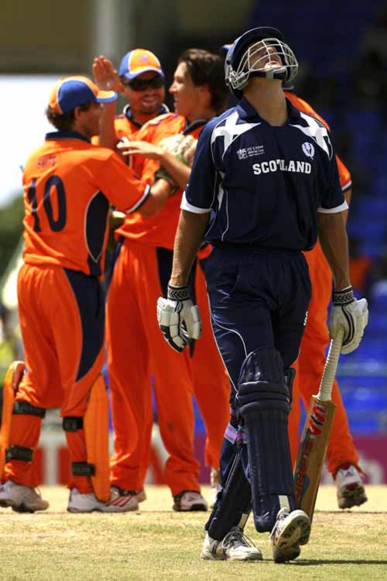 Colin Smith played some adventurous shots, but even he could not manage more than 19, Netherlands v Scotland, Group A, St Kitts, March 22, 2007
