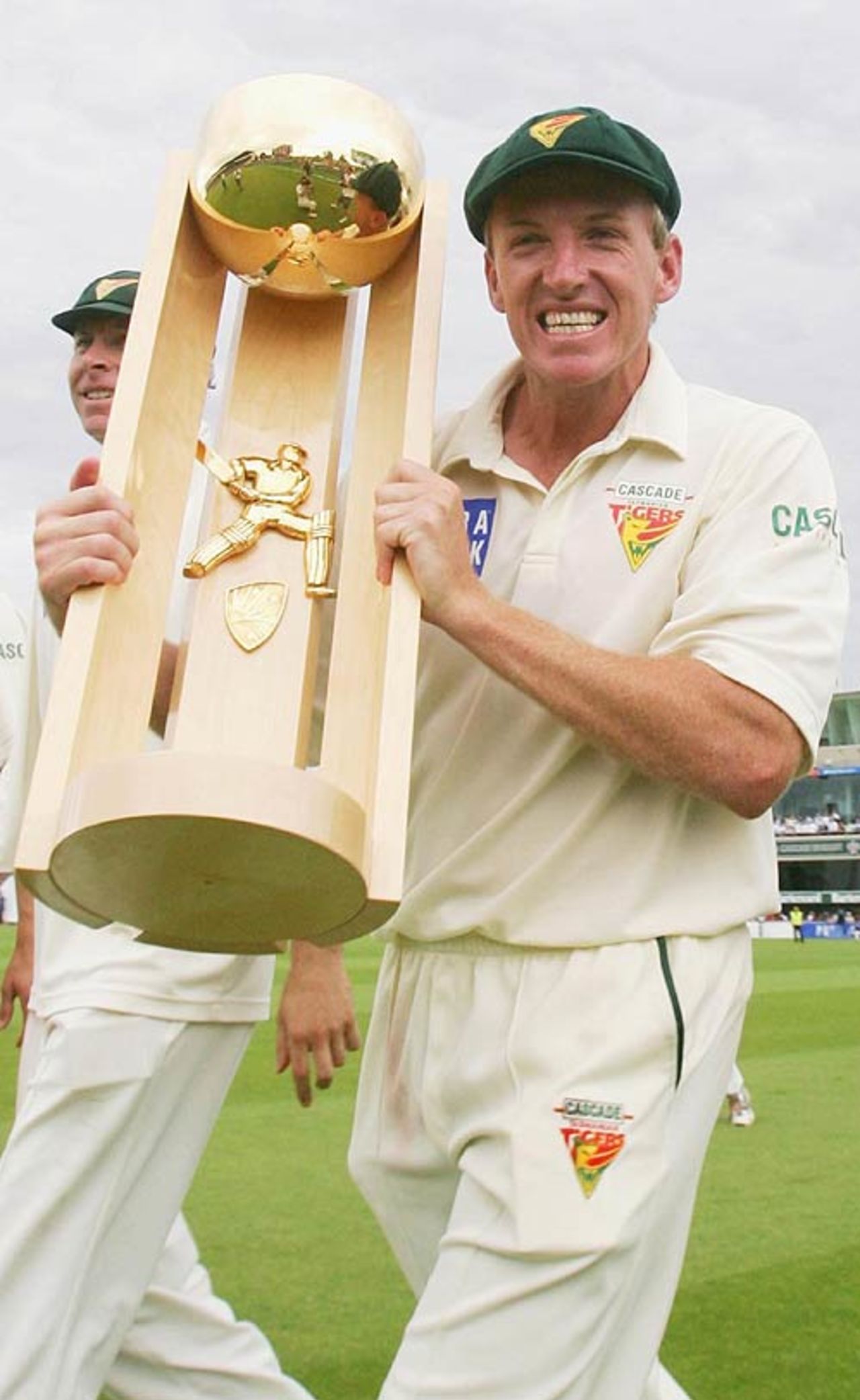 Damien Wright holds the Pura Cup after Tasmania won it for the first time, Tasmania v New South Wales, Pura Cup final, Hobart, March 23, 2007