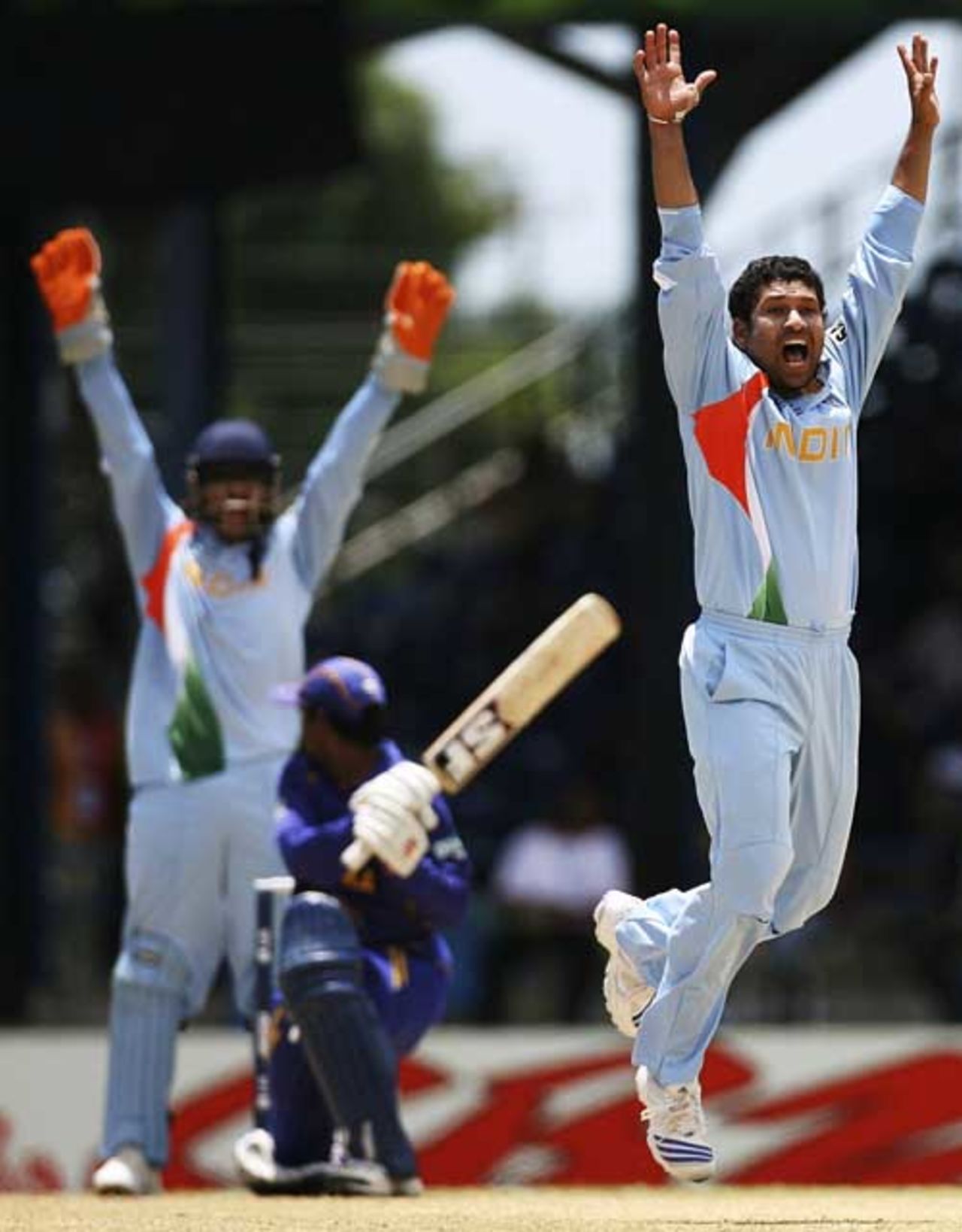 Sachin Tendulkar lets out a confident appeal, India v Sri Lanka, Group B, Trinidad, March 23, 2007 