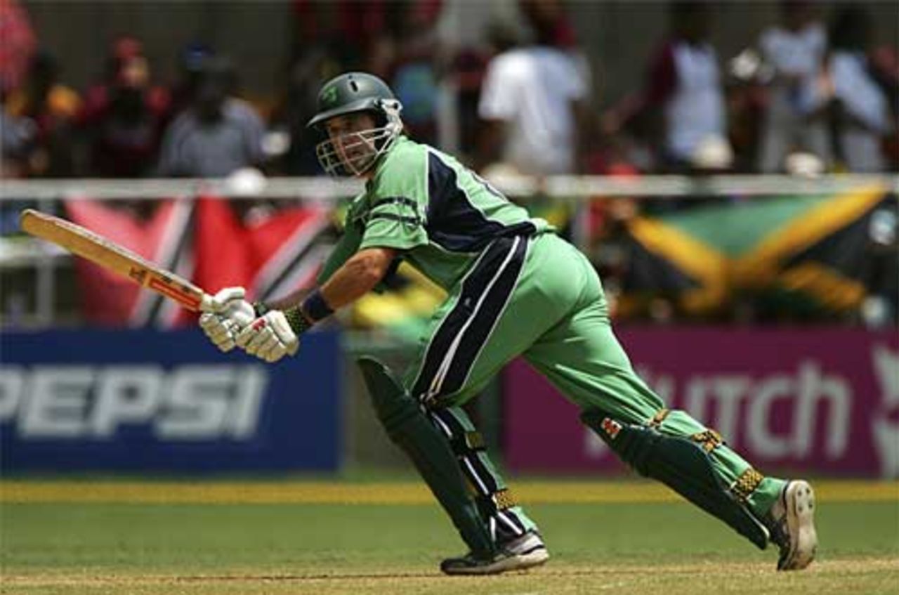 Kyle McCallan works that one behind square, West Indies v Ireland, Group D, Kingston, March 23, 2007