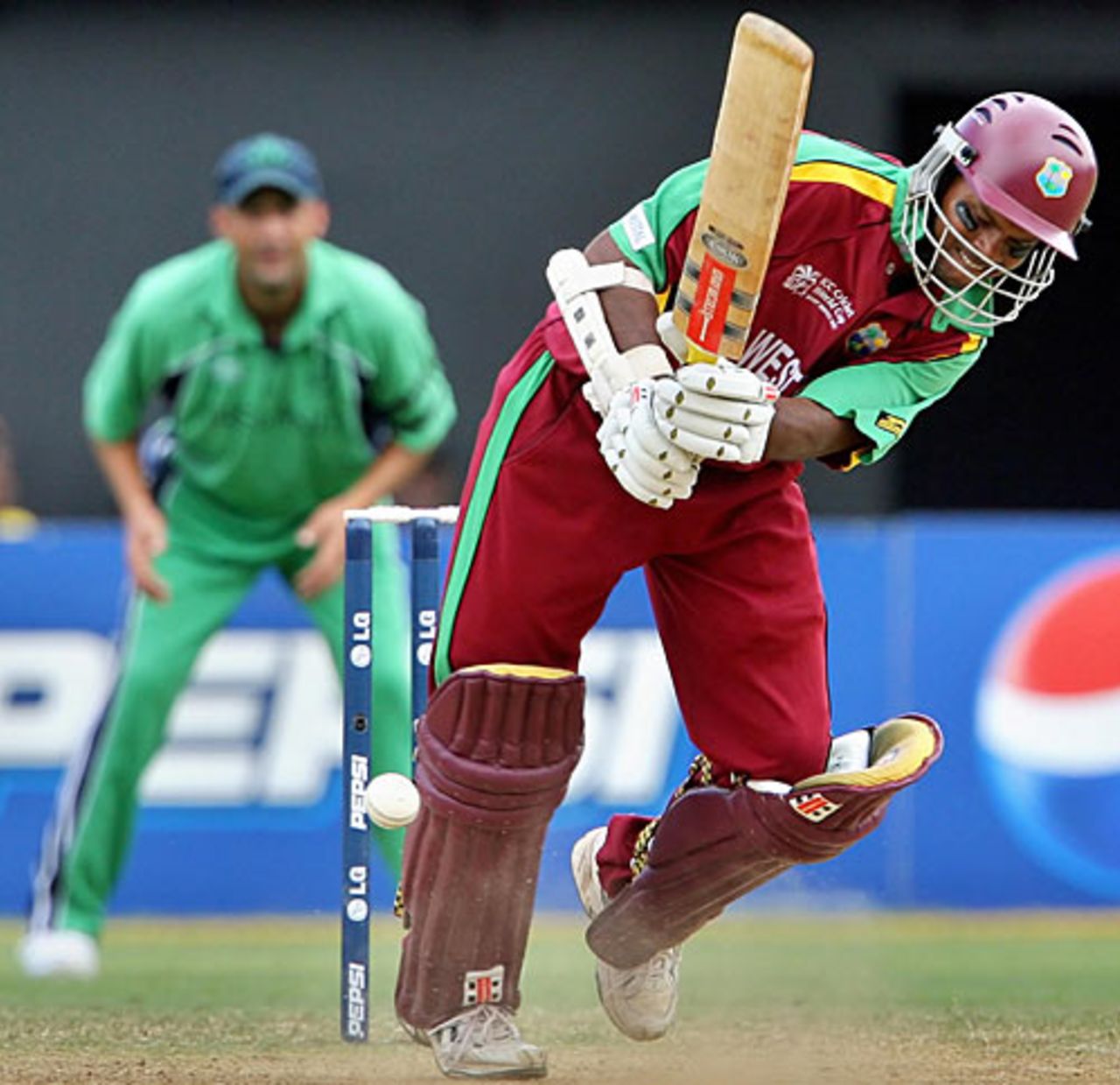 Shivnarine Chanderpaul works one through the leg side, West Indies v Ireland, Group D, Kingston, March 23, 2007