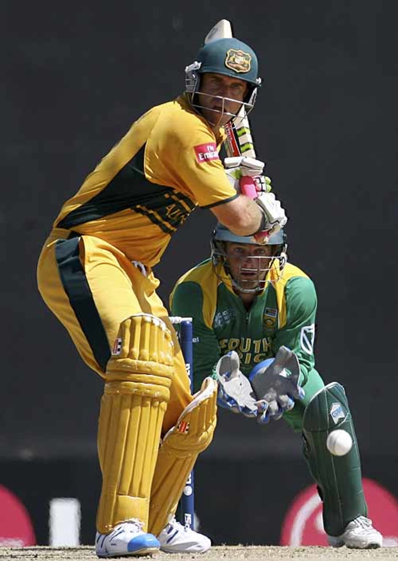 Matthew Hayden lines up to smack one over the leg side, Australia v South Africa, Group A, St Kitts, March 24, 2007