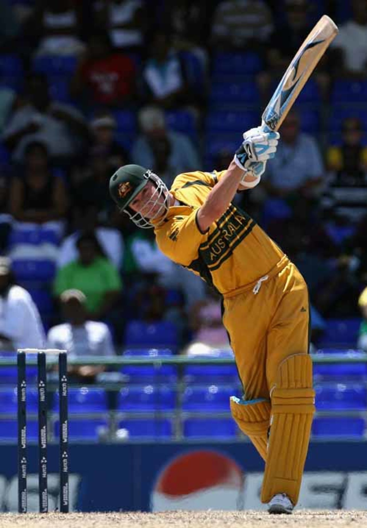 Michael Clarke launches a straight six during his bellegerent knock, Australia v South Africa, Group A, St Kitts, March 24, 2007