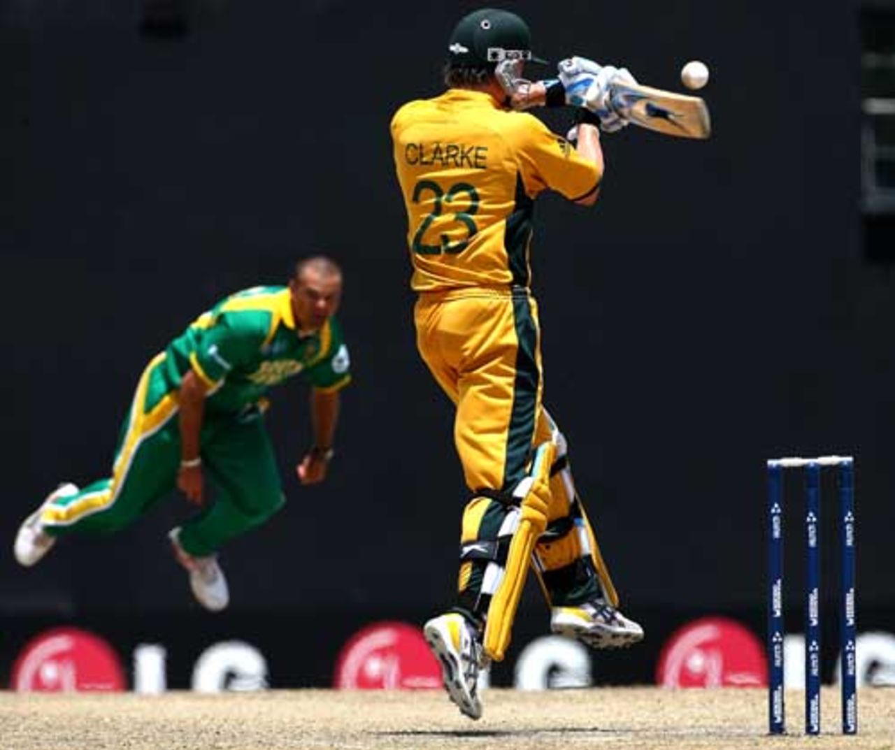 Michael Clarke upper-cuts Charl Langeveldt to the third-man fence, Australia v South Africa, Group A, St Kitts, March 24, 2007