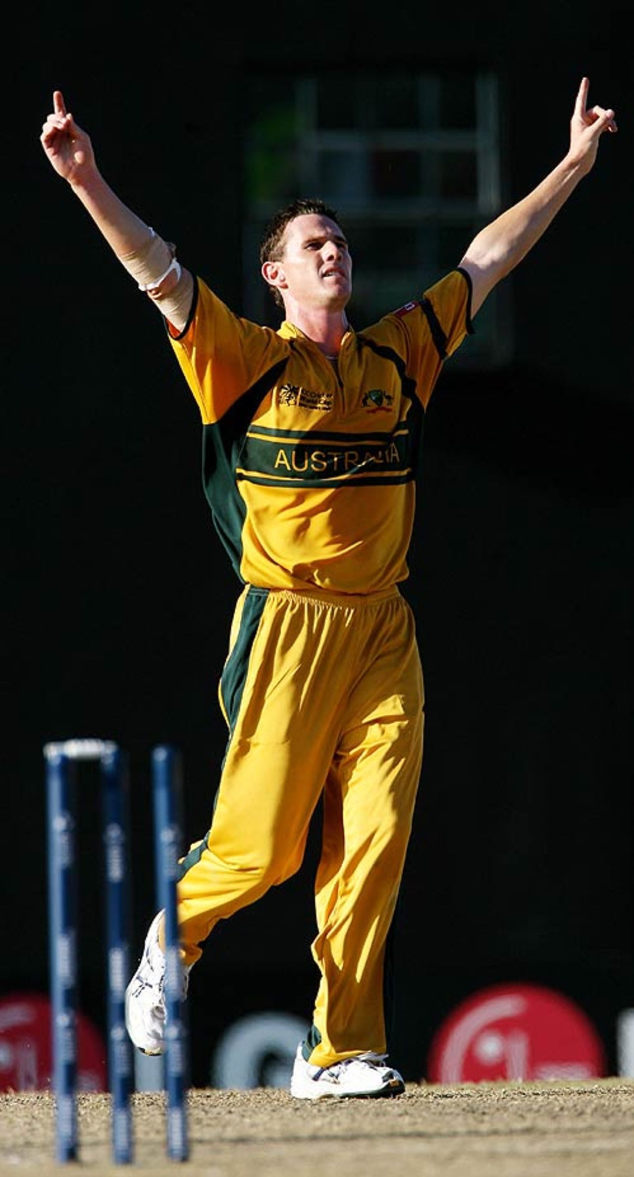 Shaun Tait celebrates bowling Mark Boucher, Australia v South Africa, Group A, St Kitts, March 24, 2007