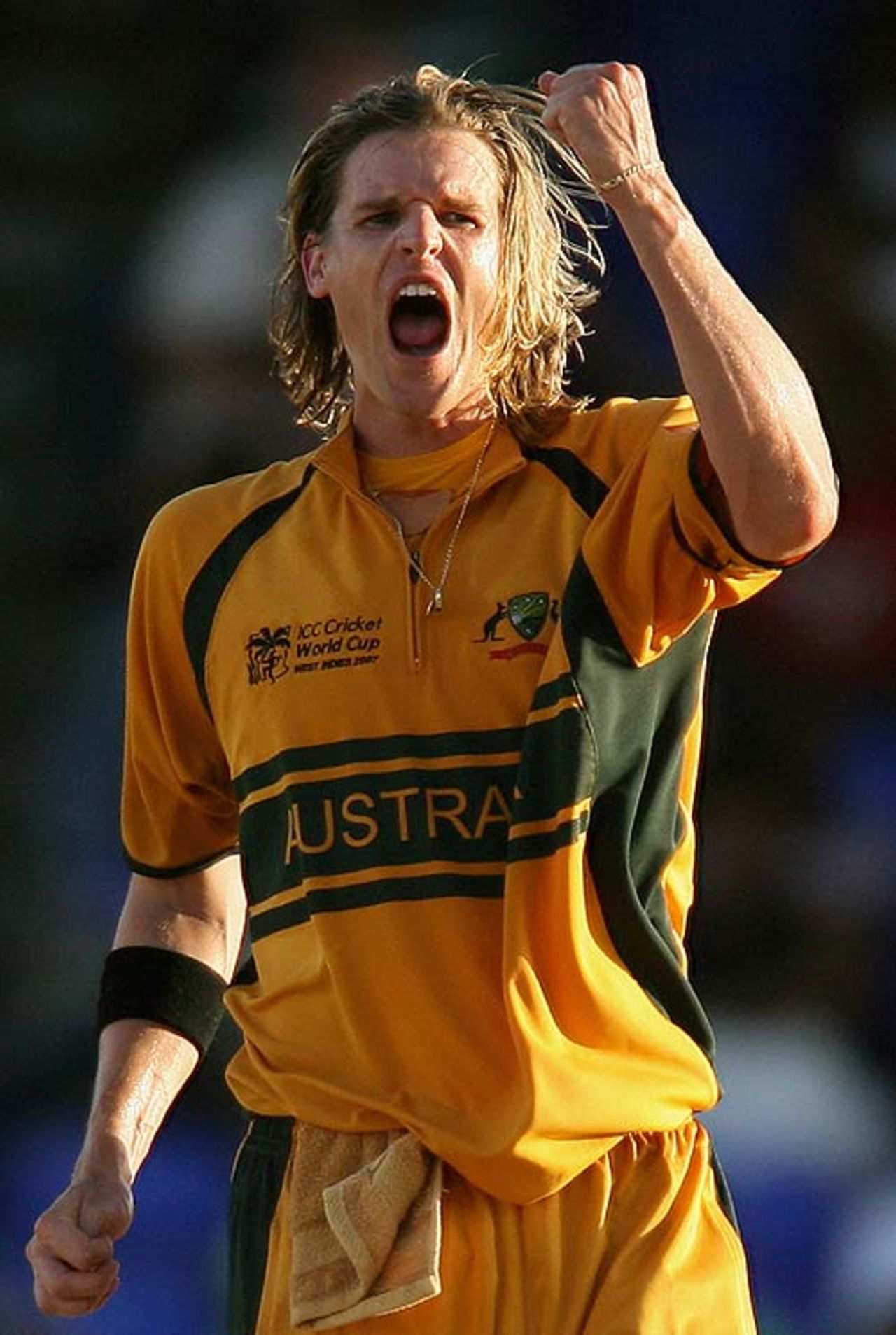Nathan Bracken celebrates a wicket, Australia v South Africa, Group A, St Kitts, March 24, 2007