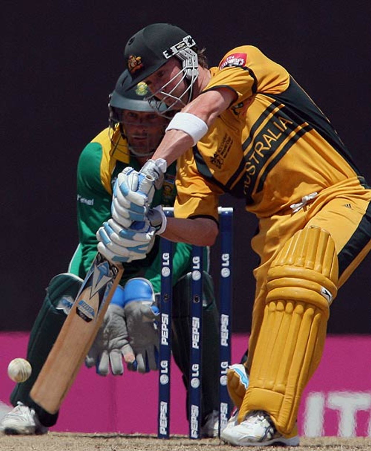 Michael Clarke drives on his way to 92, Australia v South Africa, Group A, St Kitts, March 24, 2007