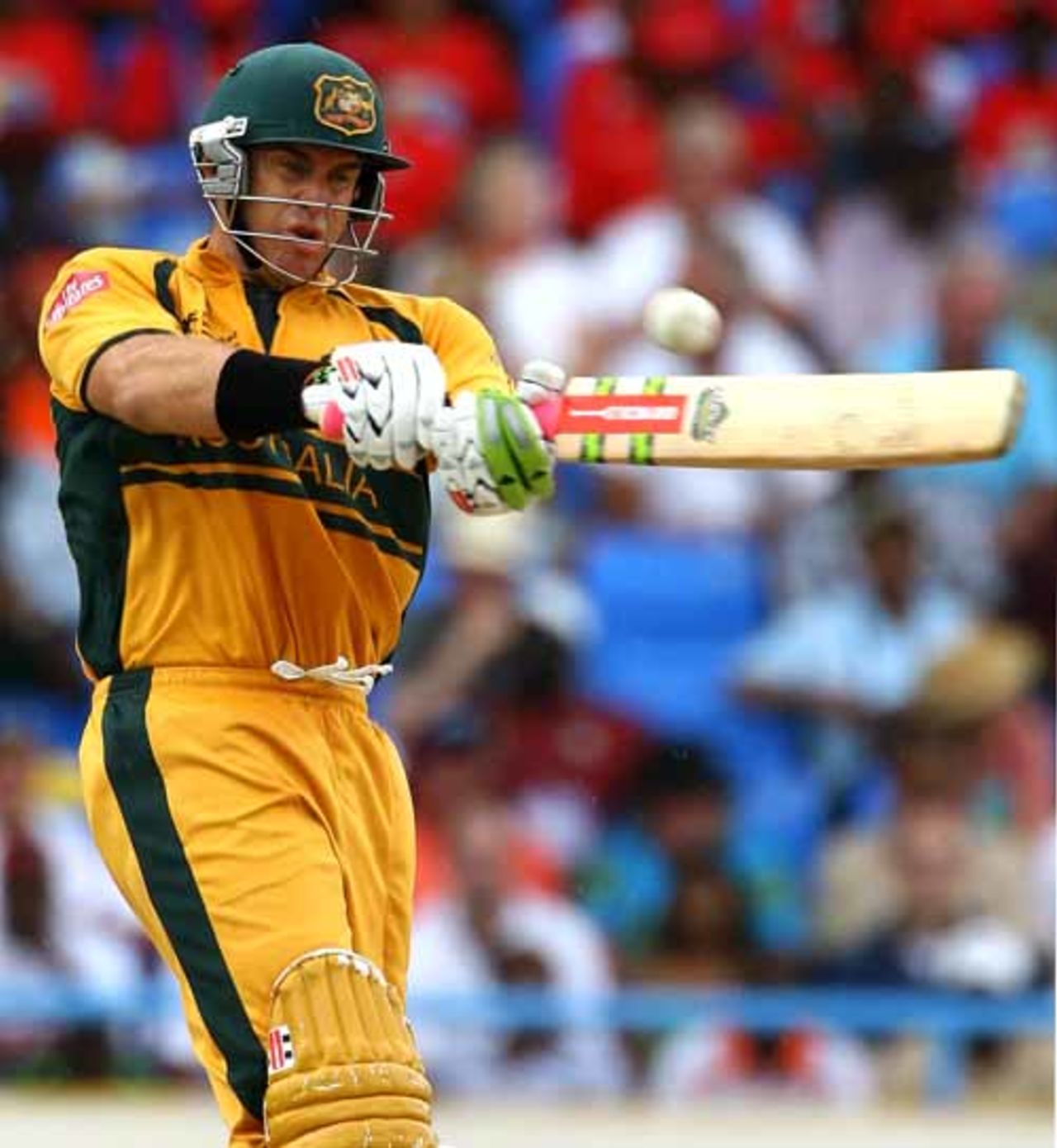 Matthew Hayden latches on to a fierce pull, West Indies v Australia, Super Eights, Antigua, March 27, 2007