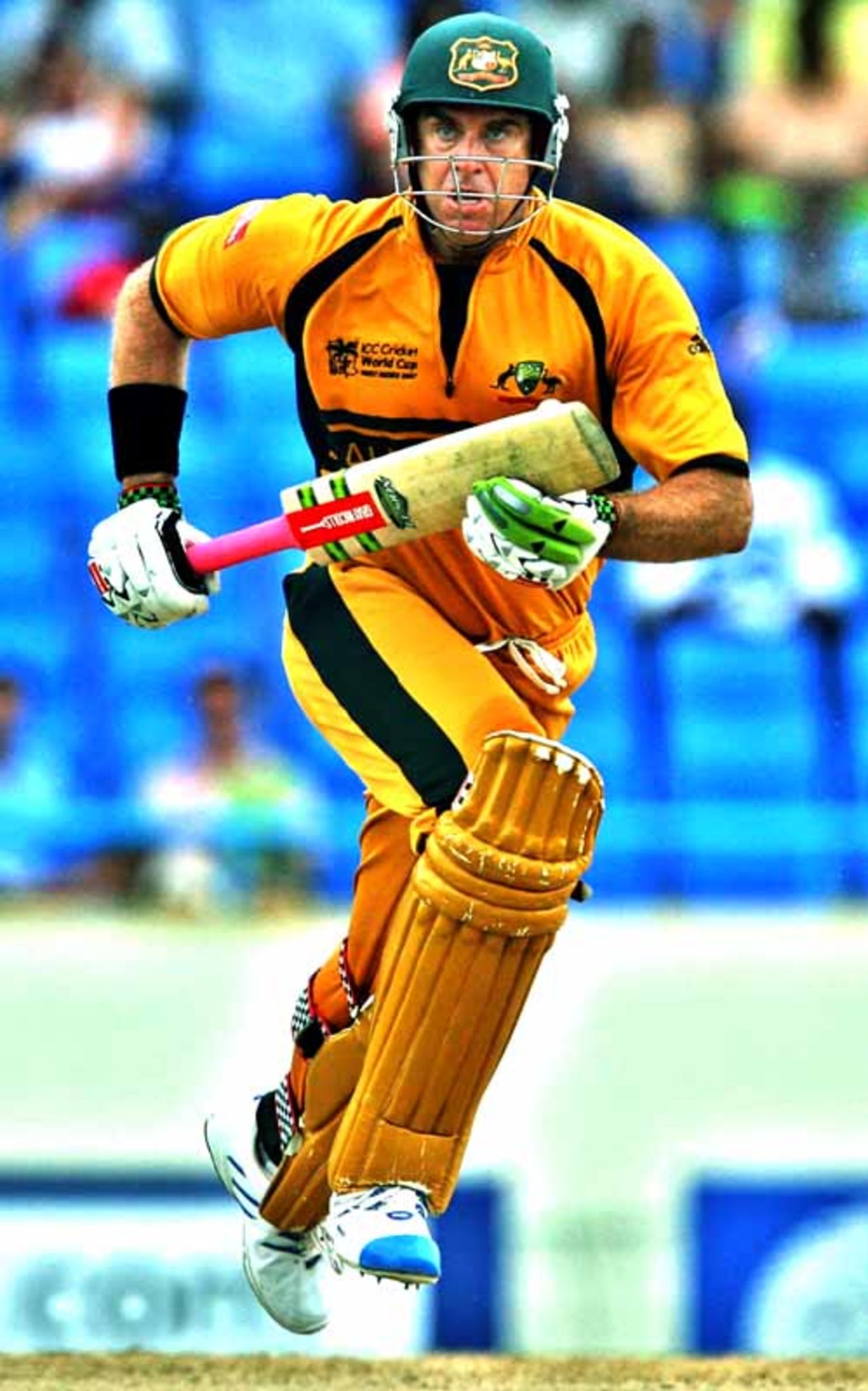 Matthew Hayden takes off for a run during his century, West Indies v Australia, Super Eights, Antigua, March 27, 2007
