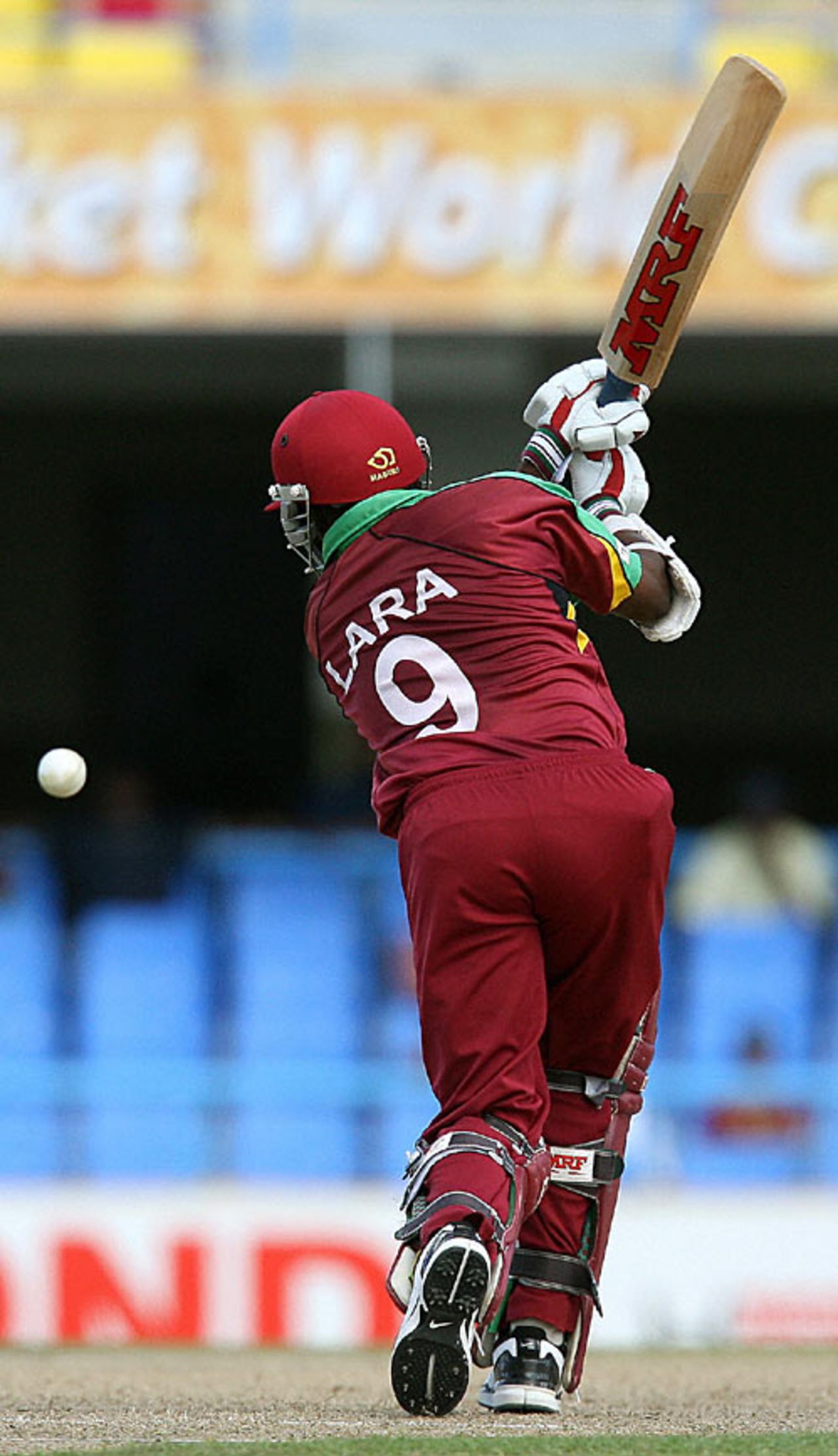 Brian Lara crashes another four during his fifty, West Indies v Australia, Super Eights, Antigua, March 28, 2007