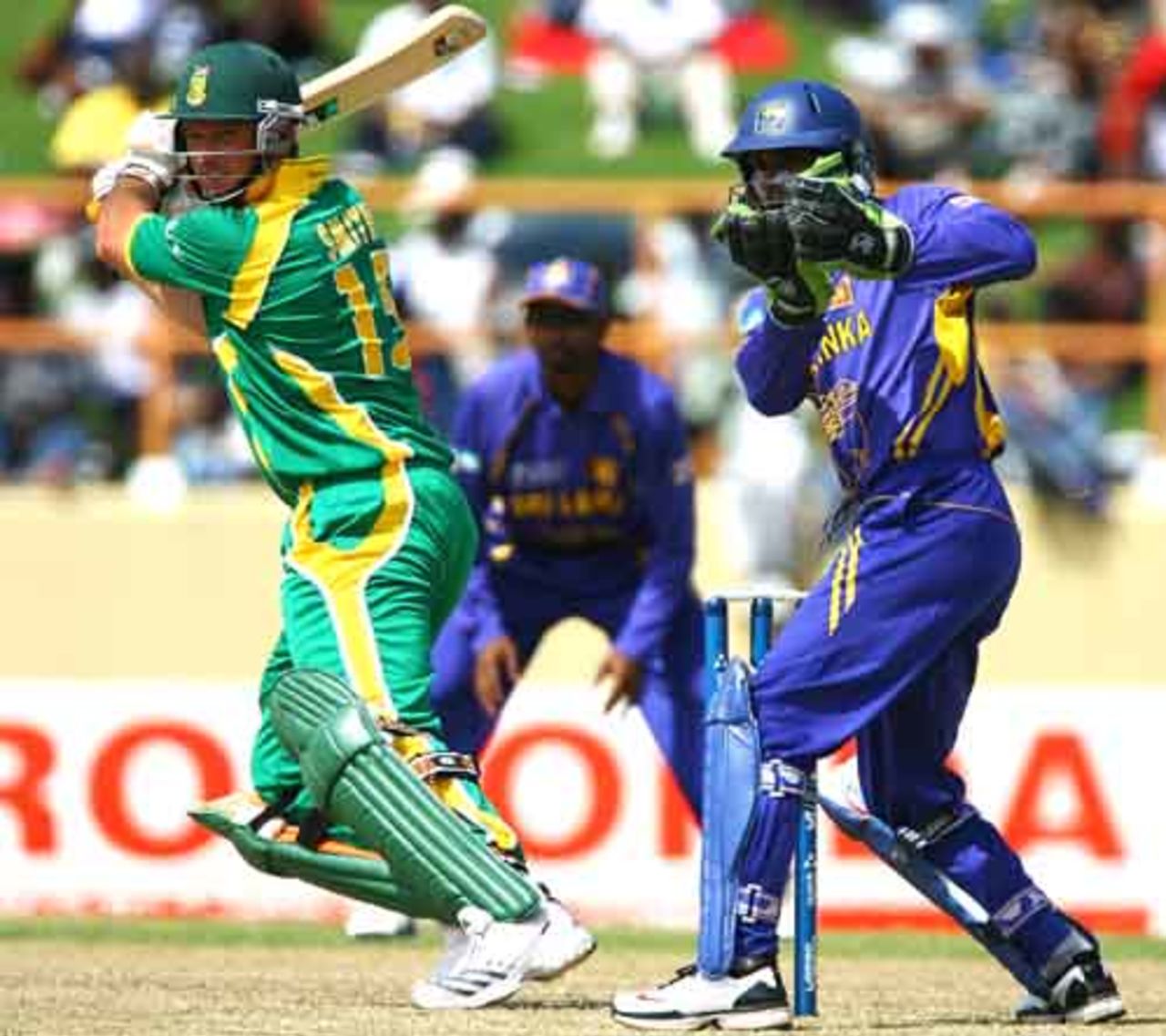 Graeme Smith sends one down to the boundary, South Africa v Sri Lanka, Super Eights, Guyana, March 28, 2007