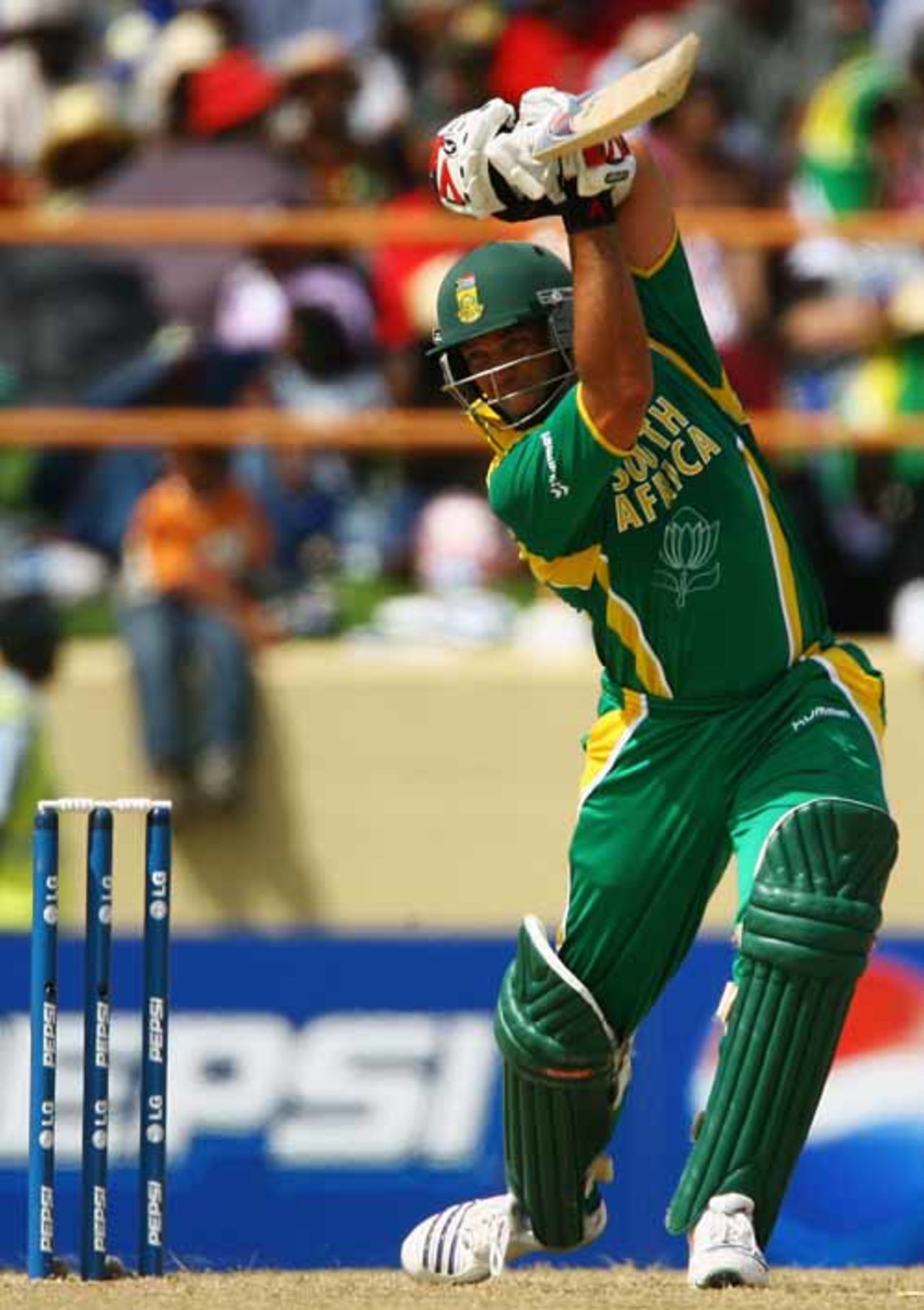 Jacques Kallis drives to the cover, South Africa v Sri Lanka, Super Eights, Guyana, March 28, 2007