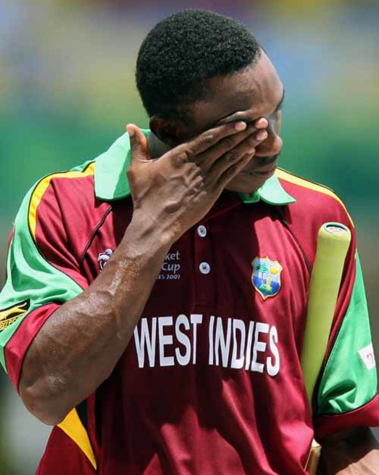 Dwayne Bravo is disappointed as he trudges off, West Indies v New Zealand, Super Eights, Antigua, March 29, 2007