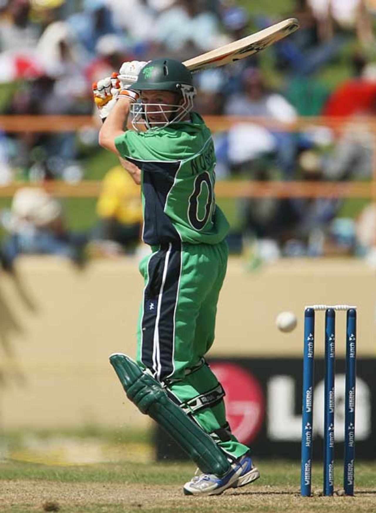 Niall O'Brien cuts hard but Ireland fell behind the required rate, England v Ireland, Super Eights, Guyana, March 30, 2007