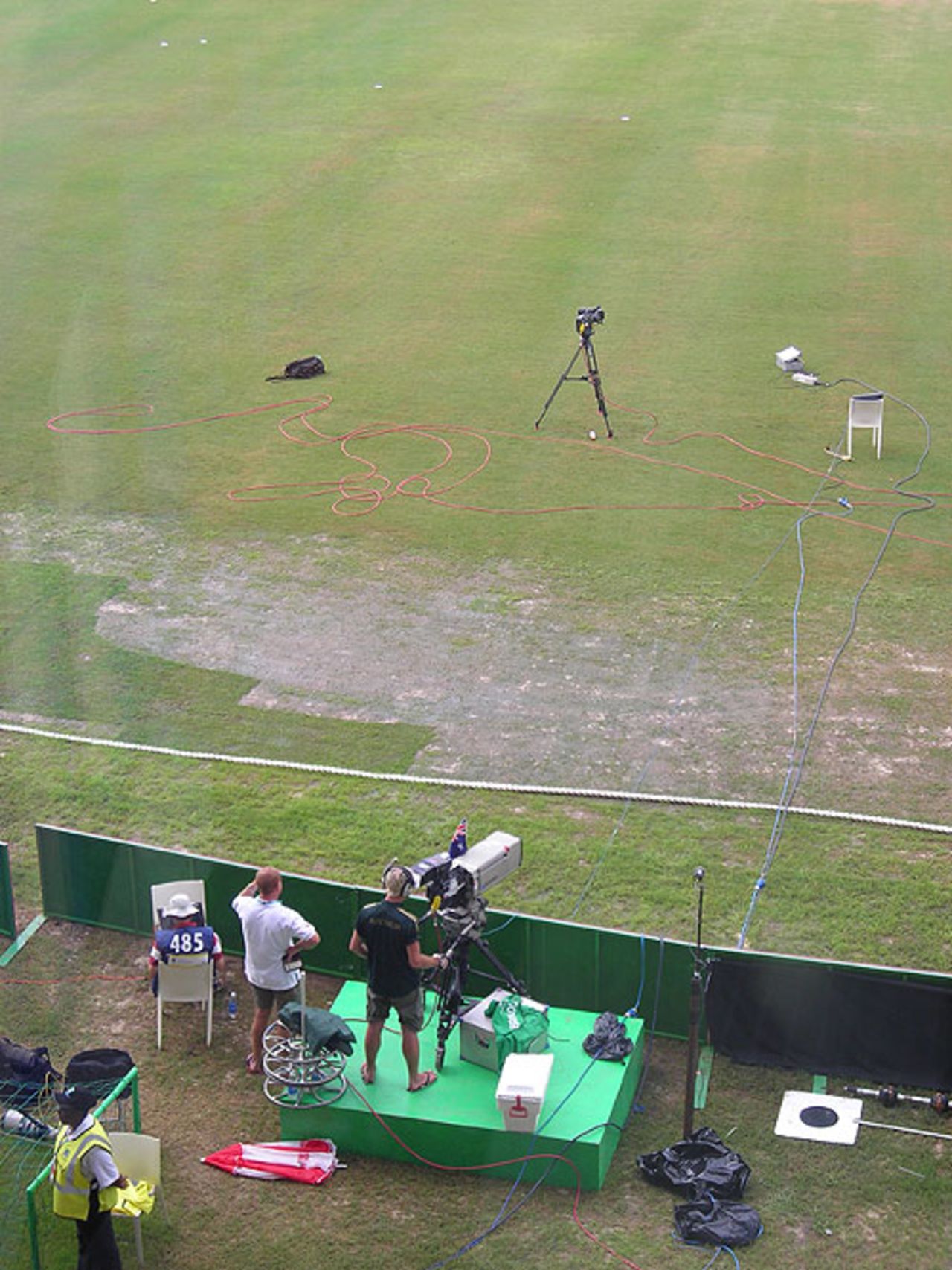 One of two big quagmires on the boundary's edge that delayed the start, 29th Match, Super Eights: Australia v Bangladesh, Sir Vivian Richards Stadium, North Sound, Antigua, March 31, 2007