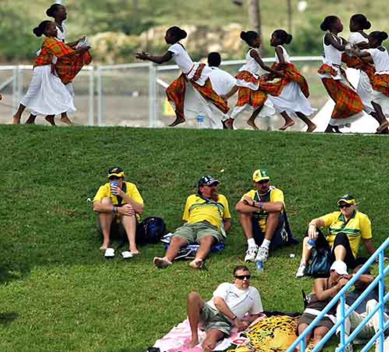 Fans wait for the start of the Australia- Bangladesh match delayed due to a wet outfield, Australia v Bangladesh, Super Eights, Antigua, March 31, 2007