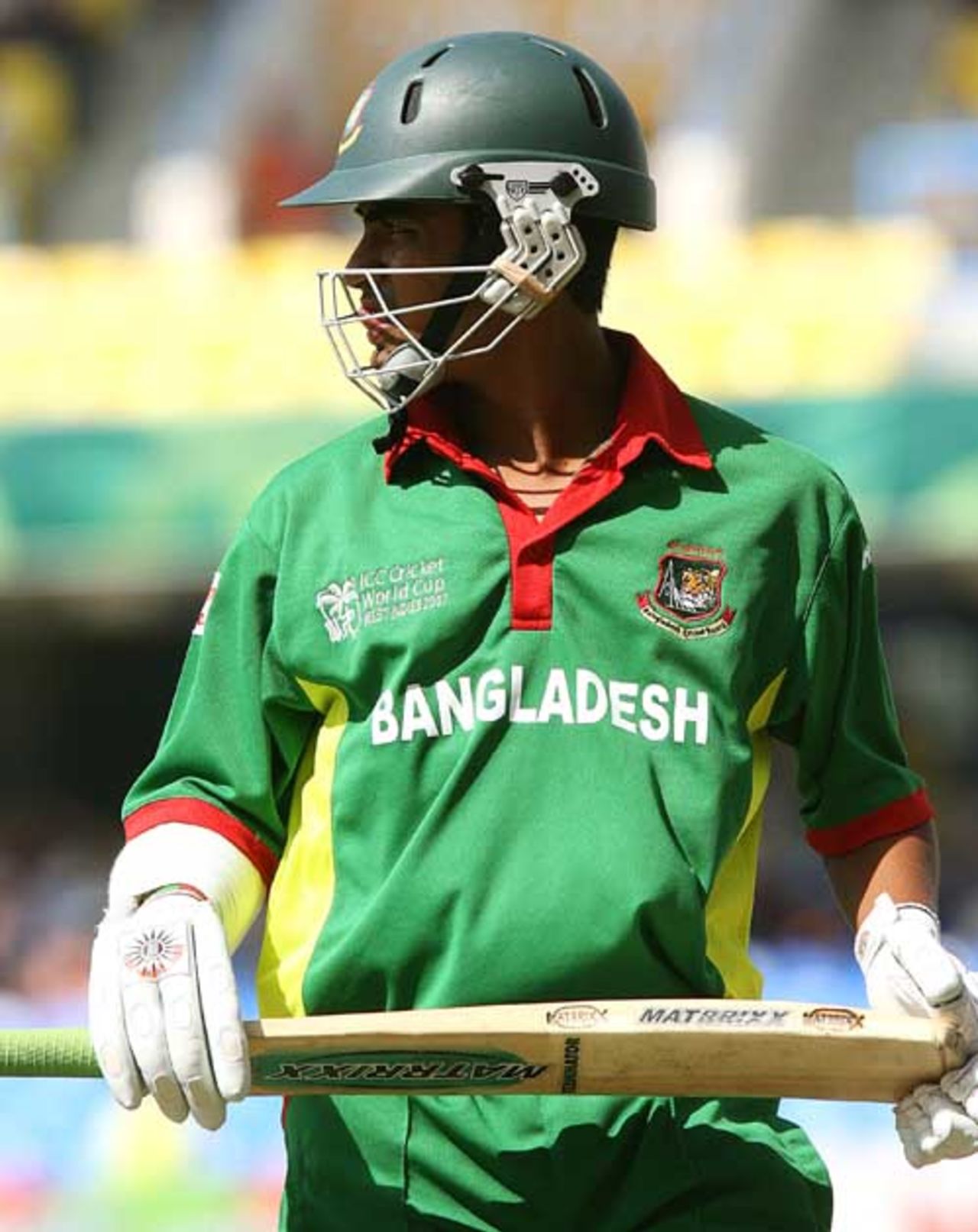 Tamim Iqbal walks back after his poor slog ended up in mid-off's hands, Australia v Bangladesh, Super Eights, Antigua, March 31, 2007