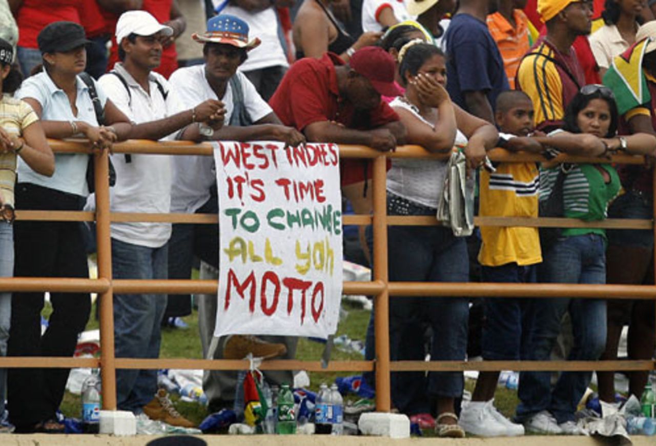West Indies fans get a sinking feel as their side slips to defeat against Sri Lanka, West Indies v Sri Lanka, Super Eights, Guyana, April 1, 2007
