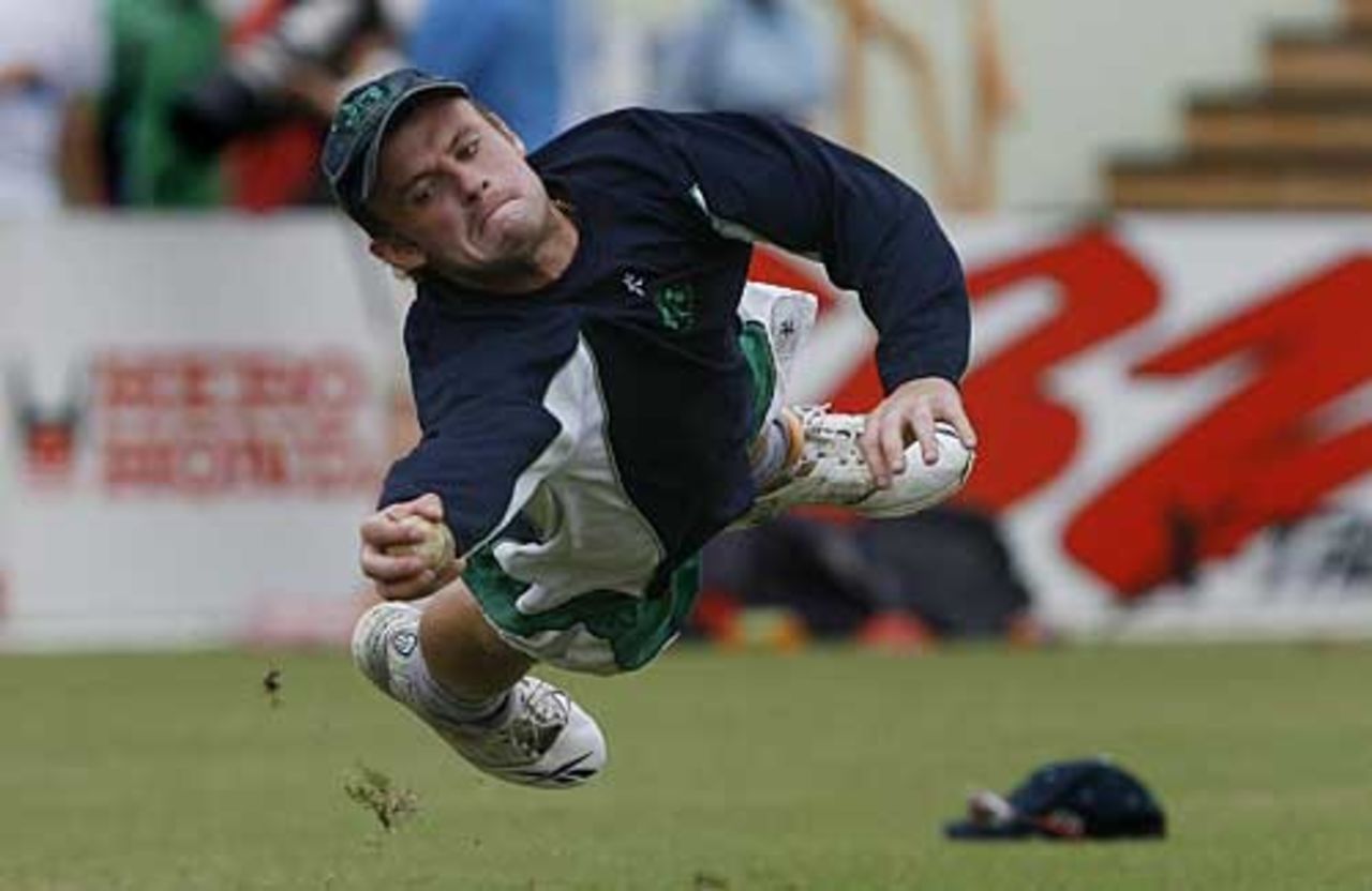 It's a bird, it's a plane...William Porterfield takes a blinder in training, Guyana, April 2, 2007