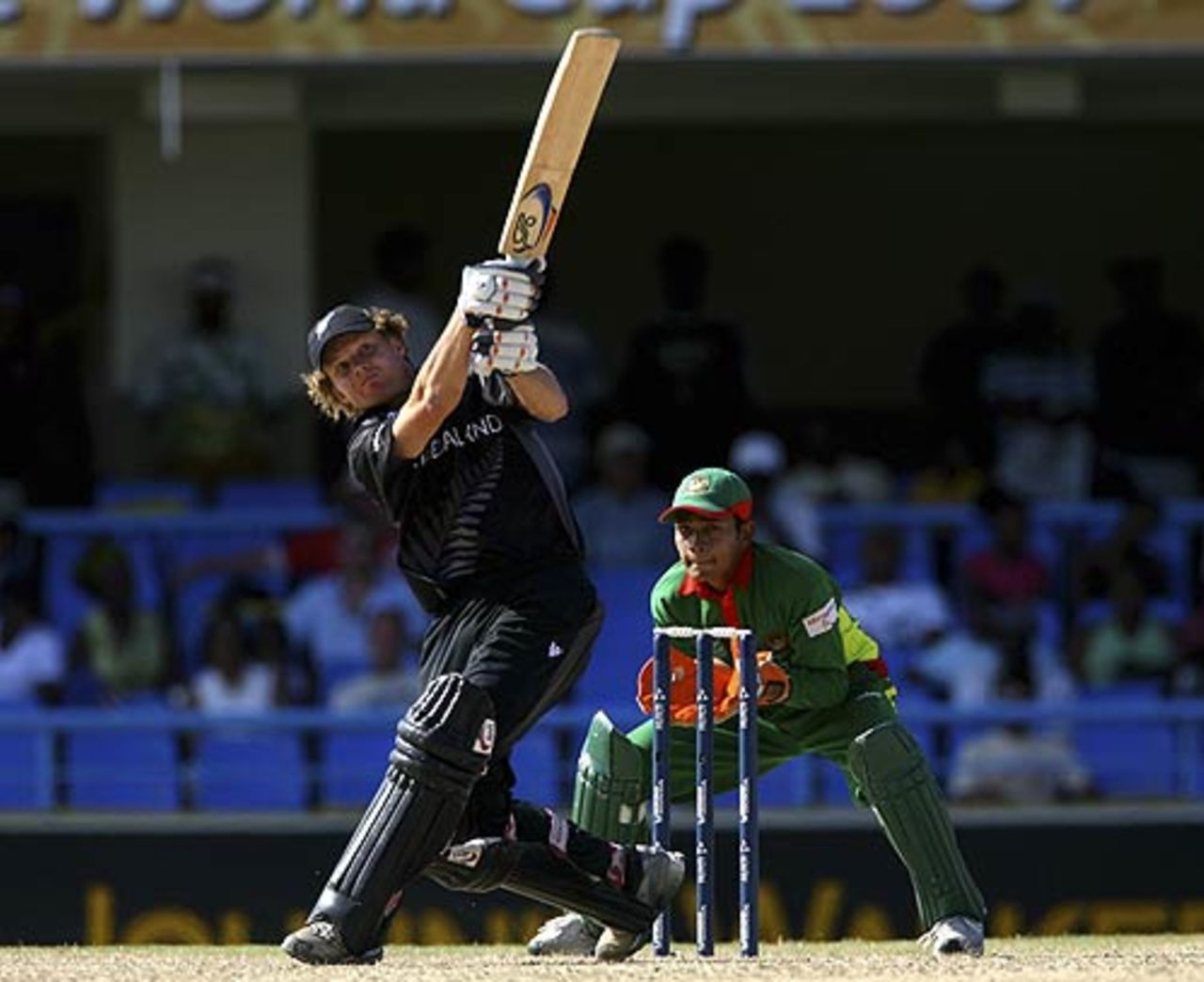 Hamish Marshall seals the victory with a six over midwicket, Bangladesh v New Zealand, Super Eights, Antigua, April 2, 2007