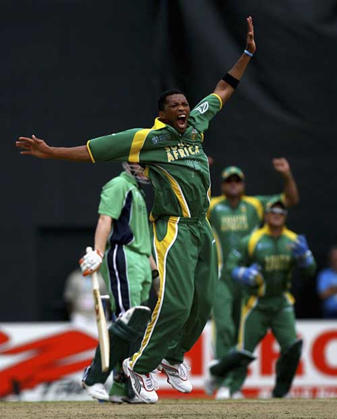 Makhaya Ntini roars an appeal as South Africa make life tough early on, Ireland v South Africa, Guyana, April 3, 2007