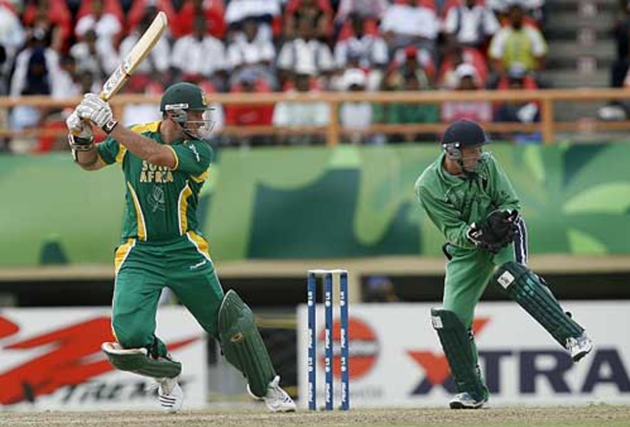 Graeme Smith cuts hard during his 41, Ireland v South Africa, Guyana, April 3, 2007