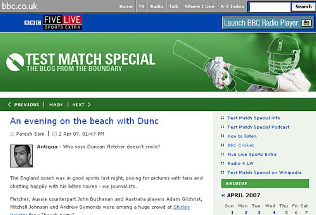 The BBC's Test Match Special blog