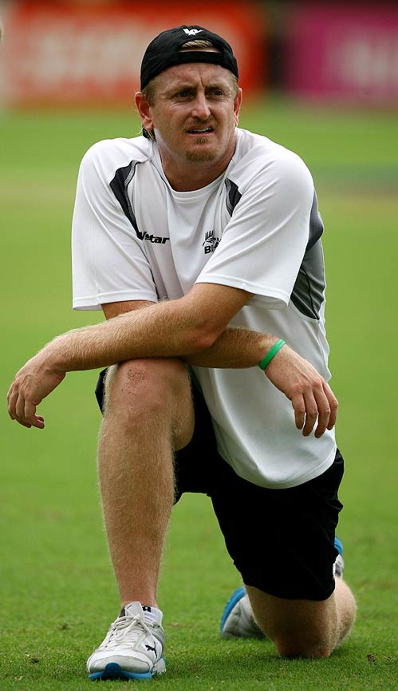 Scott Styris stretches at training, Georgetown, Guyana, April 5, 2007