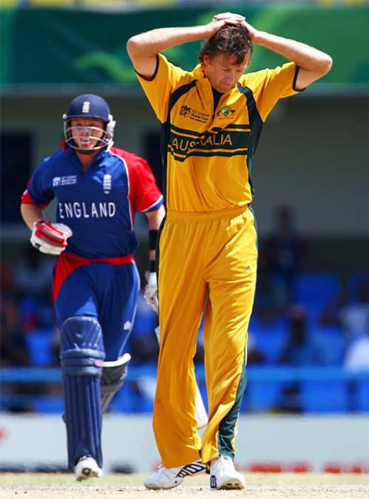 No ooh, just lots of aah, as Glenn McGrath struggled early on, Australia v England, Super Eights, Antigua, April 8, 2007