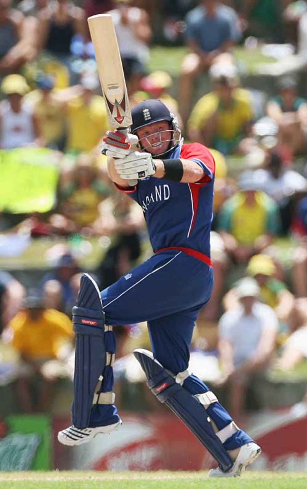 Ian Bell swivels onto a pull as he adds a century stand with Kevin Pietersen, Australia v England, Super Eights, Antigua, April 8, 2007