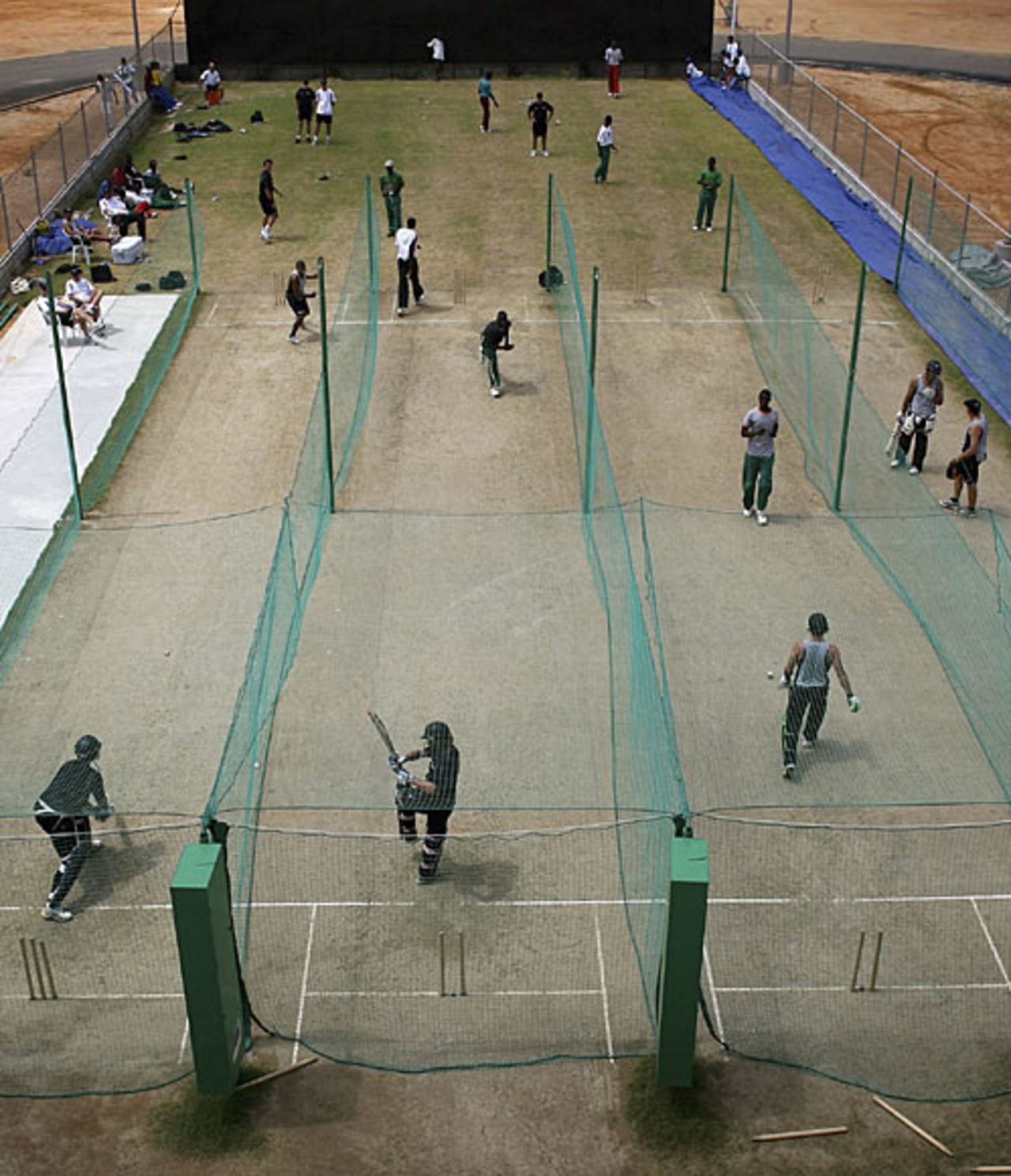 A bird's eye view of New Zealand's net session in Guyana, 2007 World Cup, Guyana, April 8, 2007