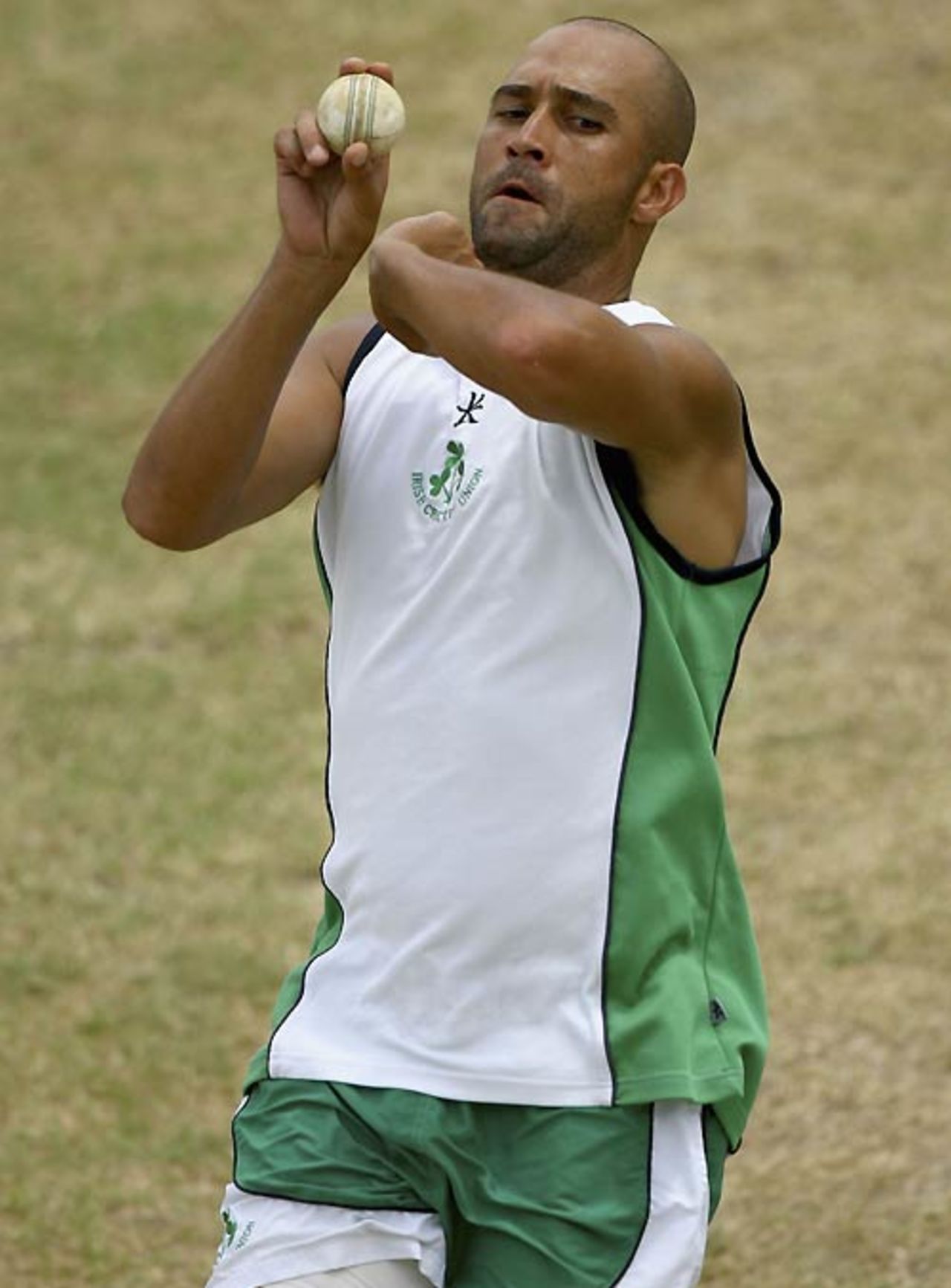 Andre Botha runs into bowl at the nets, Providence, Guyana, April 8, 2007