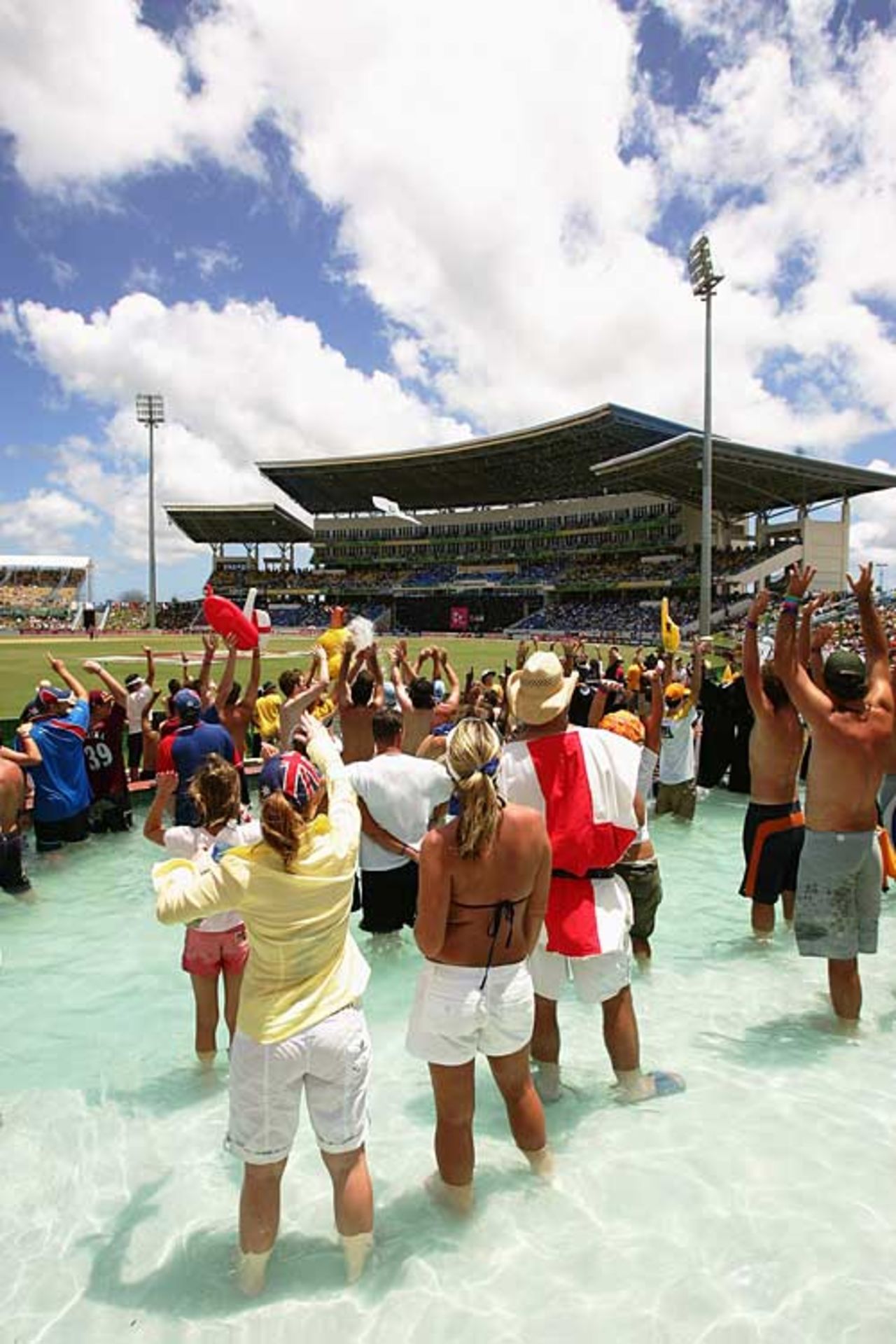Supporters enjoy the pool at the Sir Vivian Richards Stadium, Australia v England, Super Eights, Antigua, April 8, 2007