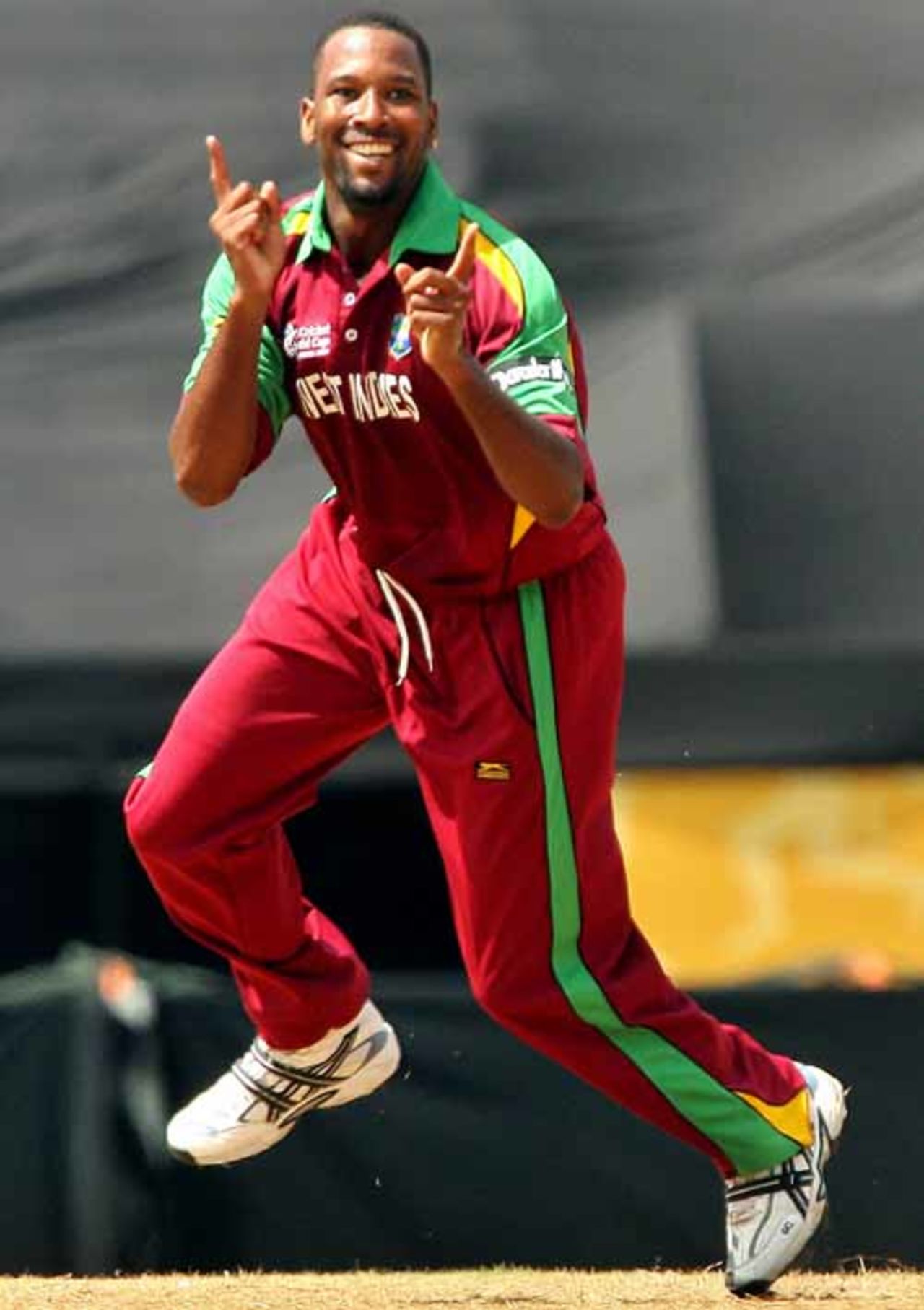 Corey Collymore celebrates  the wicket of Graeme Smith, West Indies v South Africa, Super Eights, World Cup, Grenada, April 10, 2007