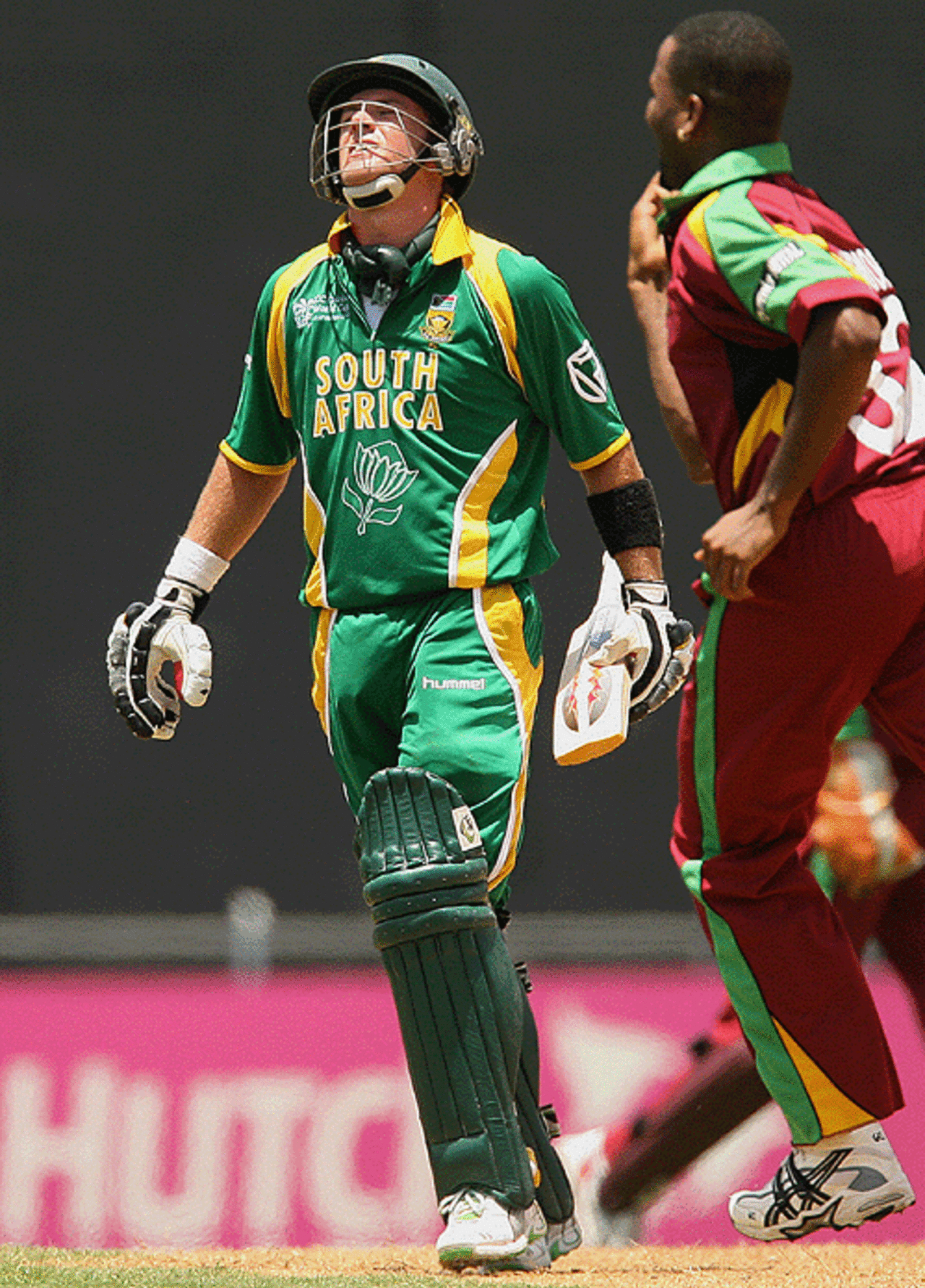 AB de Villiers is dismissed by Corey Collymore for 146, South Africa v West Indies, Super Eights, Grenada, April 10, 2007
