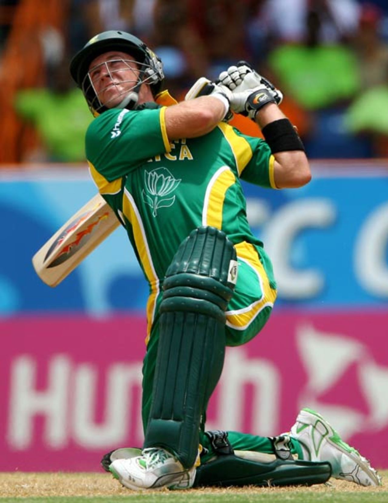 AB de Villiers launches a straight slog, South Africa v West Indies, Super Eights, Grenada, April 10, 2007