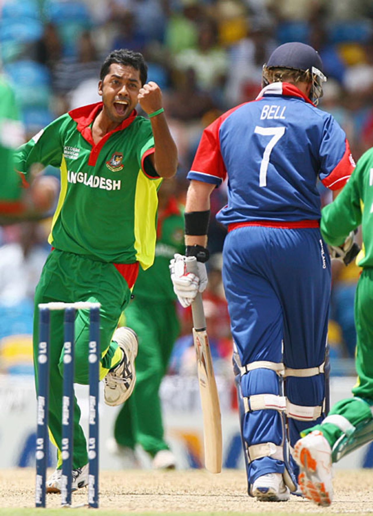 Syed Raveel A jubilant Monty Panesar celebrates dismissing Mohammad Rafique ...