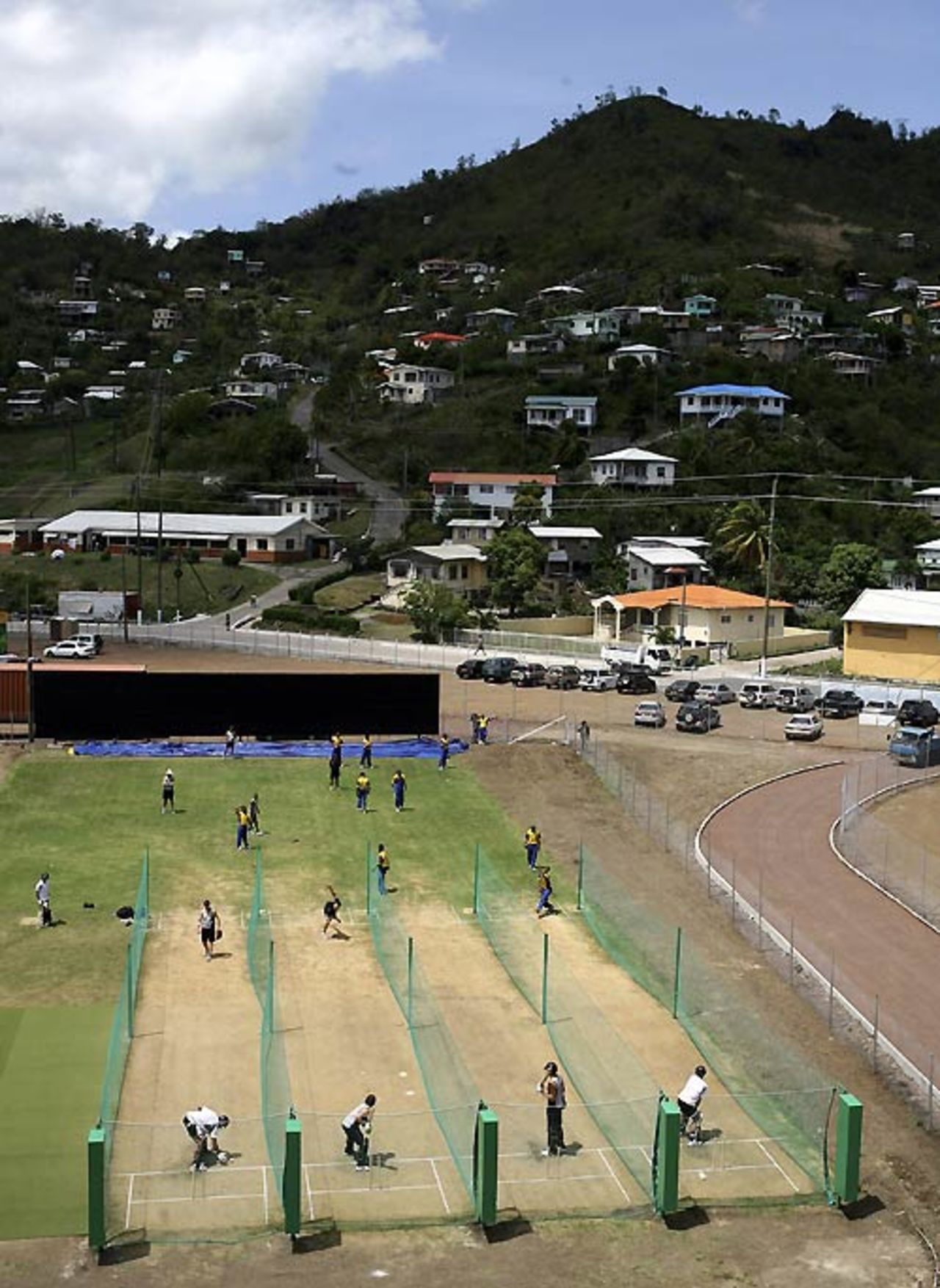 An overview of the nets at the National Stadium in St Georges, 2007 World Cup, Grenada, April 11, 2007