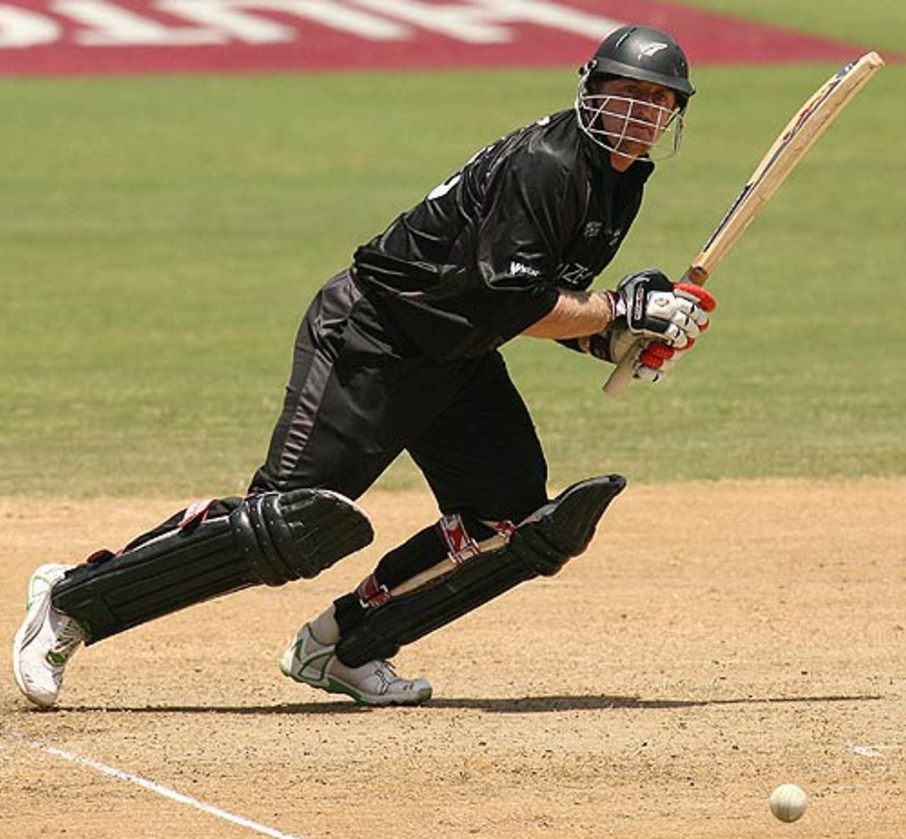Scott Styris drives assertively during his defiant knock, New Zealand v Sri Lanka, Super Eights, Grenada, April 12, 2007