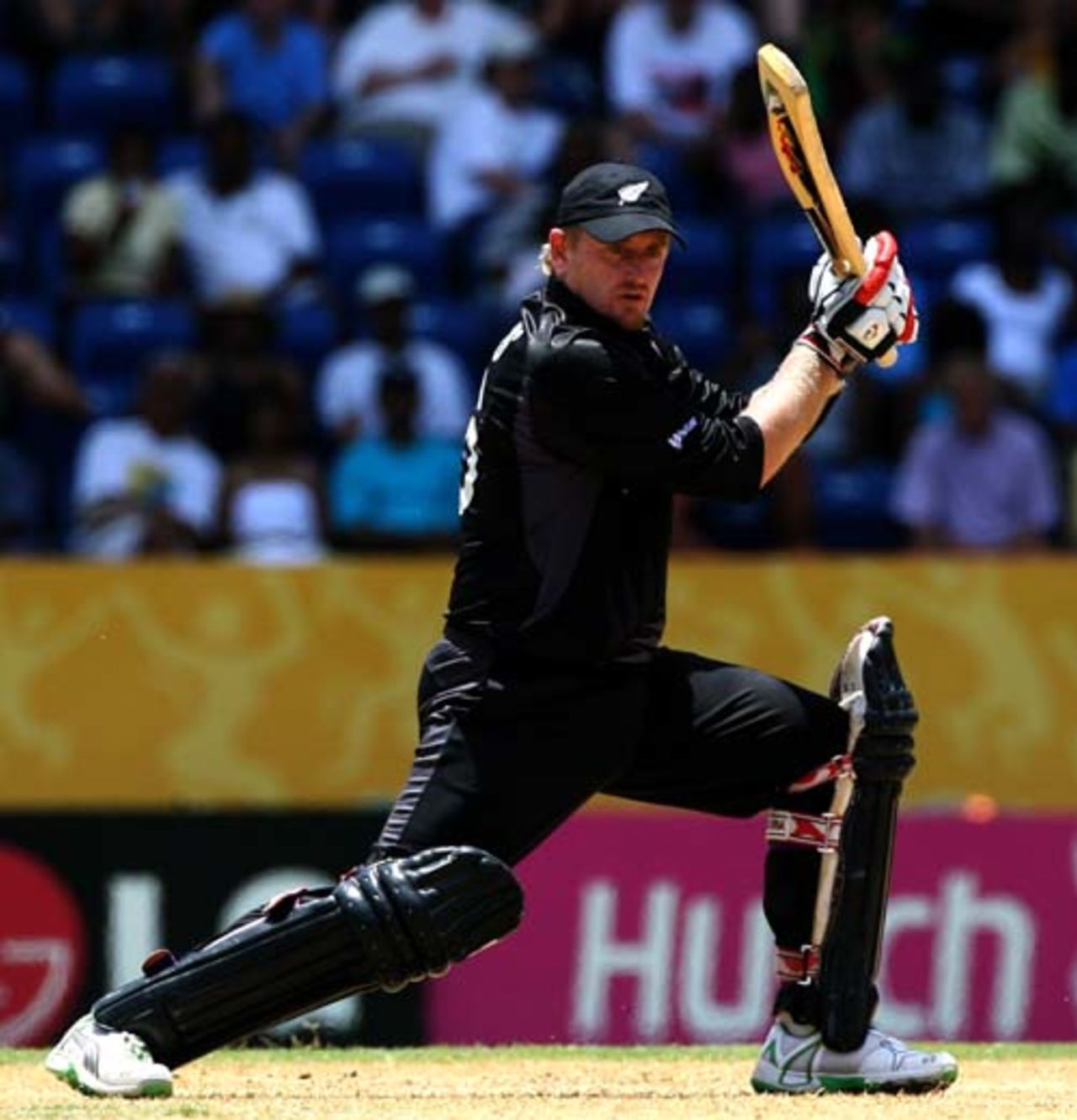 Scott Styris cuts one away during his patient hundred, New Zealand v Sri Lanka, Super Eights, Grenada, April 12, 2007