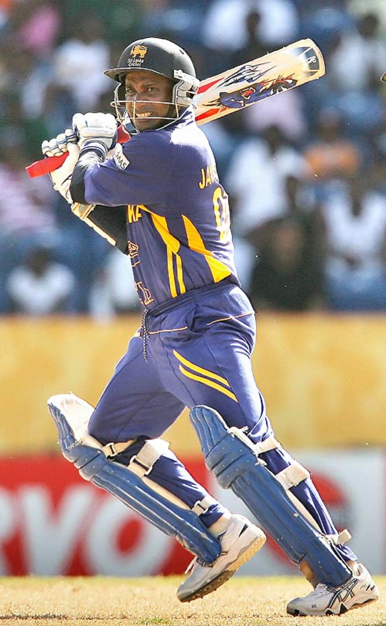 Sanath Jayasuriya cuts hard during his 64, New Zealand v Sri Lanka, Super Eights, Grenada, April 12, 2007