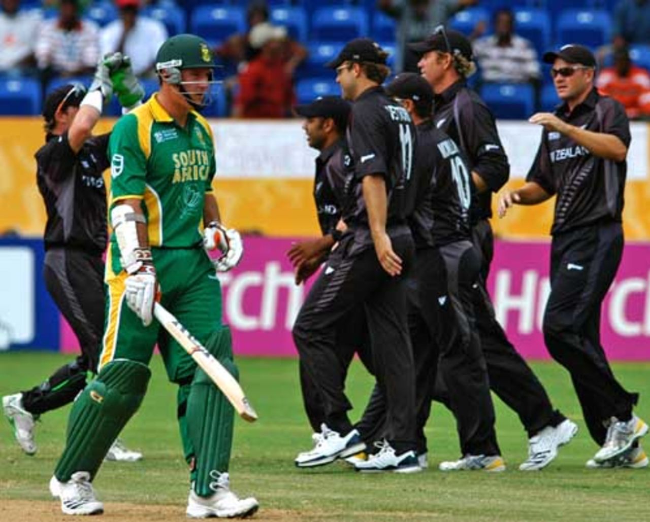 Graeme Smith walks back after falling to Shane Bond for 1, New Zealand v South Africa, Super Eights, Grenada, April 14, 2007